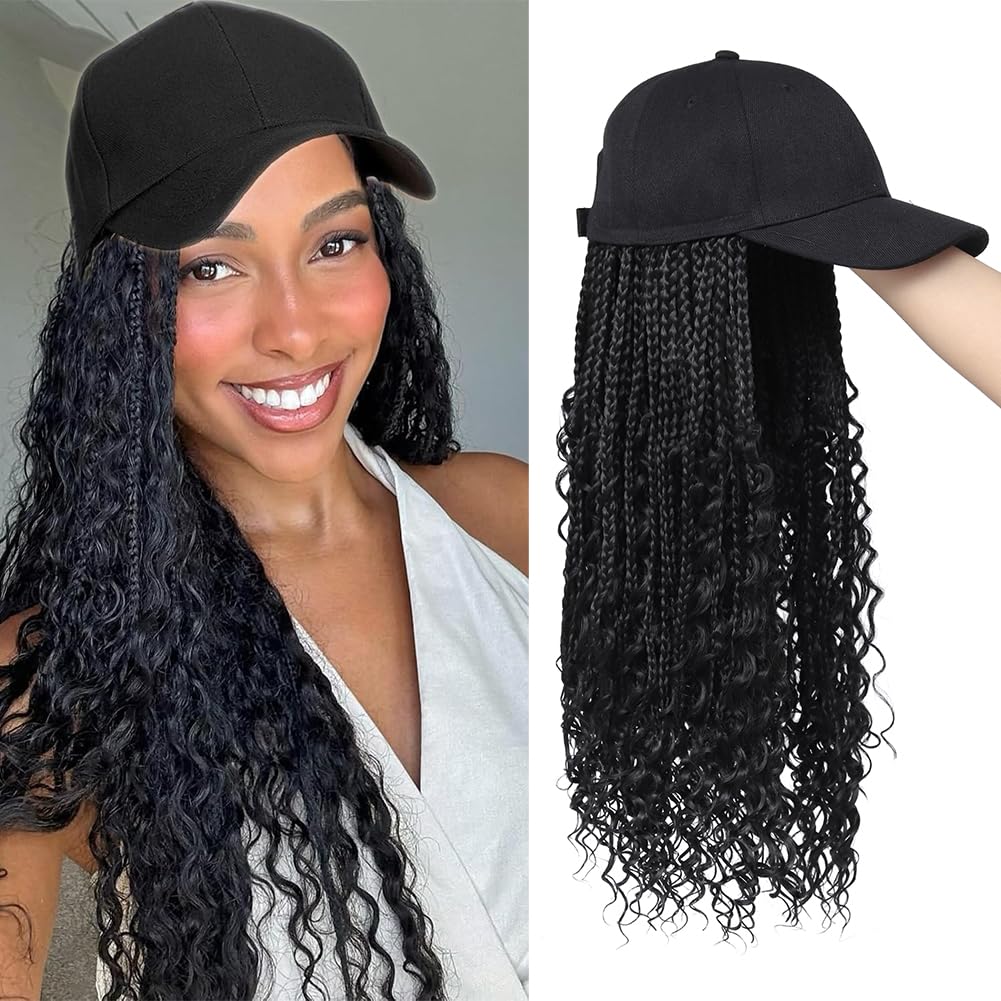 Amazon.com : GUOJIAN Goddess Box Braiding Baseball Cap Wig, Black