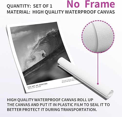 Miniatura 2 de Arte de pared de surf de moda, fotografía retro en blanco y negro, póster de surf, impresión costera, impresión vintage de surf, pósters deportivos