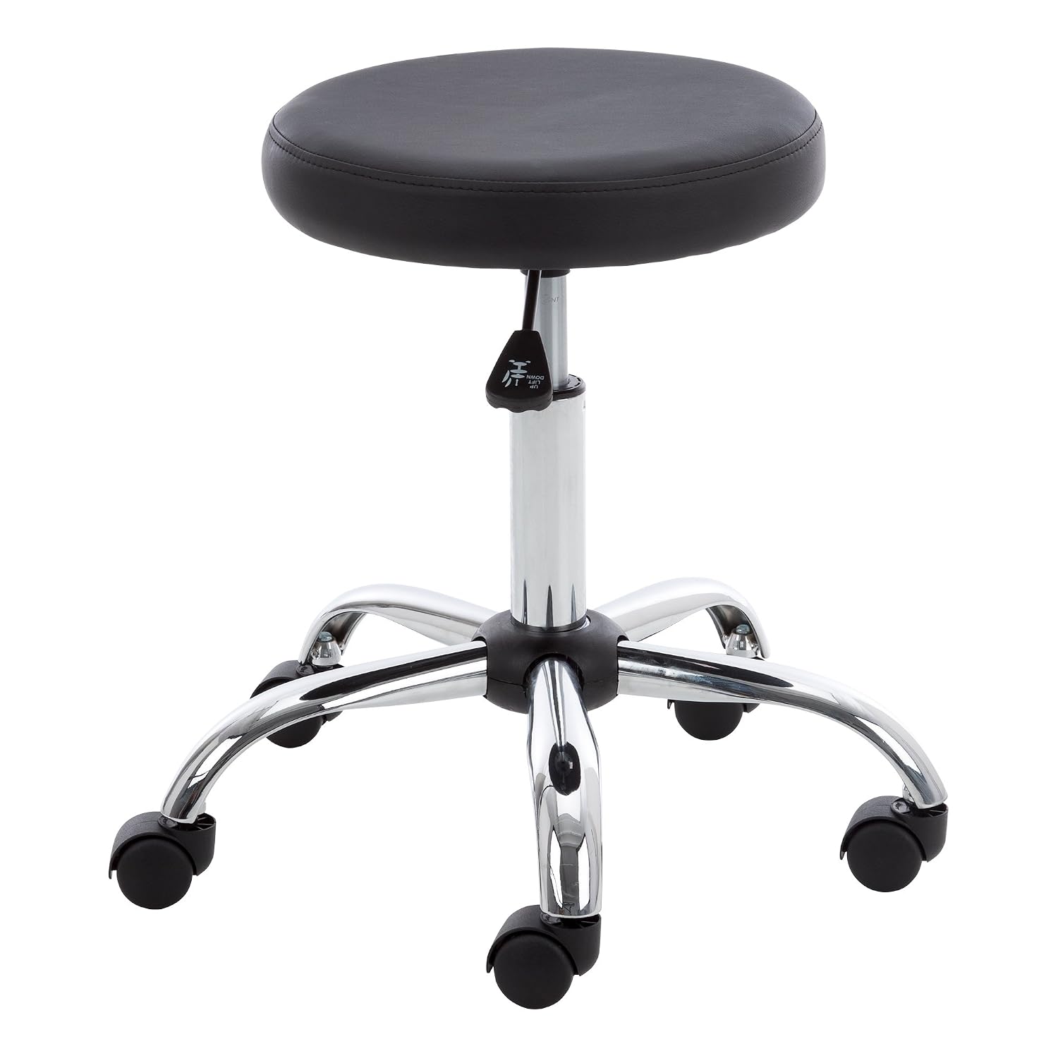 Norwood NOR-OUG1010-SO Adjustable-Height Chrome Plated Mobile Medical Stool w/Extra Padding, Black