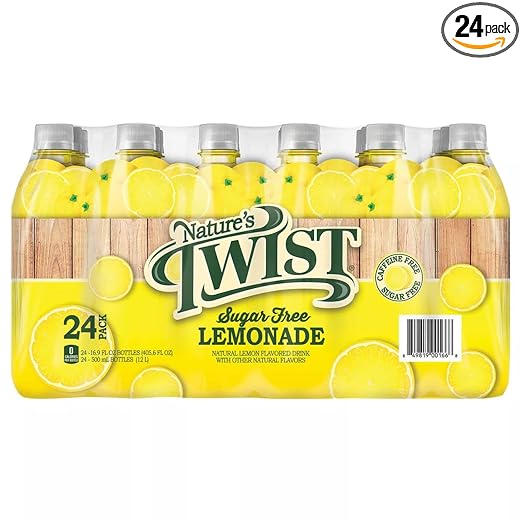 Nature’s Twist Sugar Free Lemonade with Real Fruit Juice - Caffeine Free, Low Sodium, Natural Flavor, 16.9 Fl Oz Bottles (24-pack)