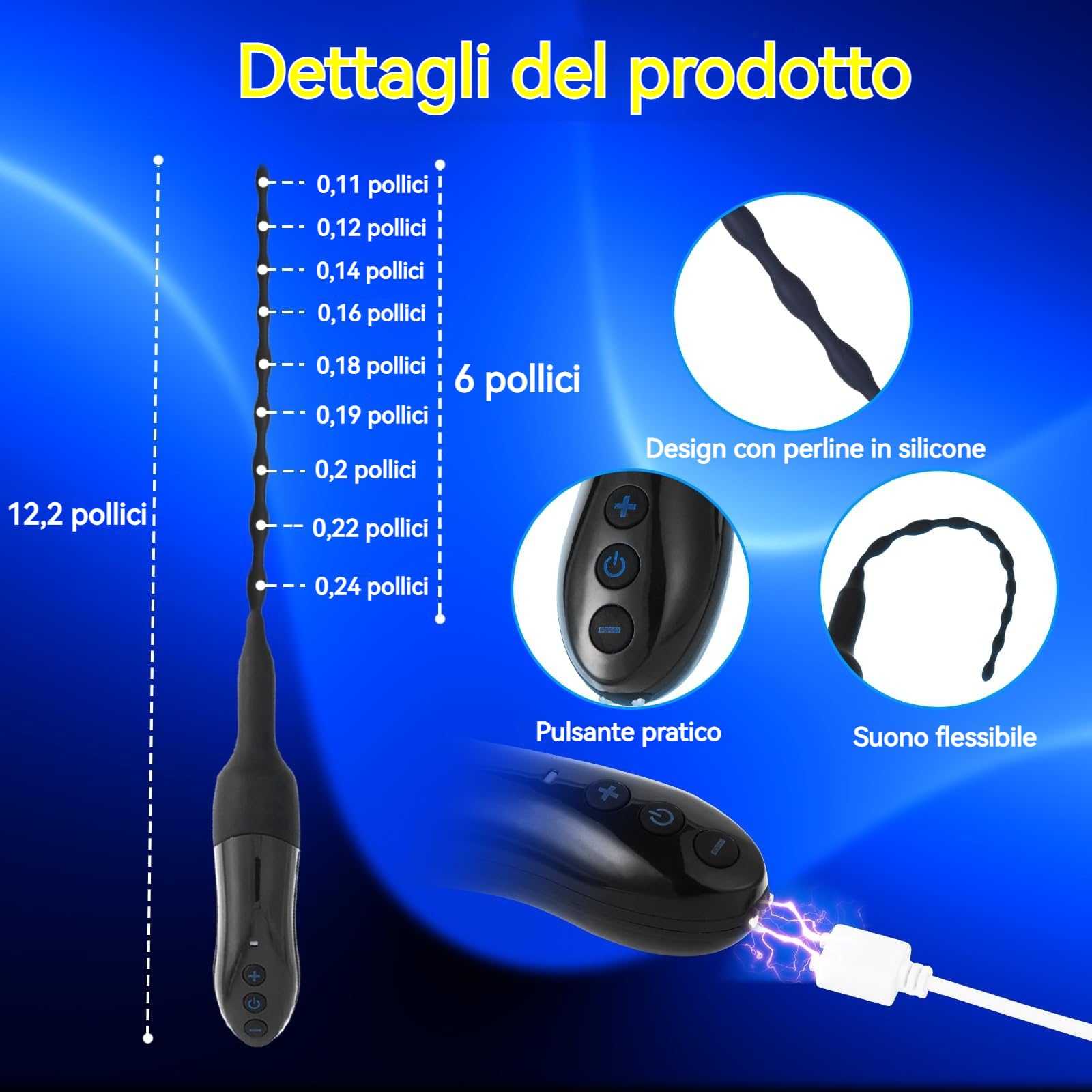 Dilatazioni Uretrali Vibranti per Uomo, Plug Pene con Stimolazione del Glande, 20 Modalità, Uretrali Dilatatore Principianti, Giocattolo Sessuale per Masturbazione sonde per Uomini e Coppie (Nero)