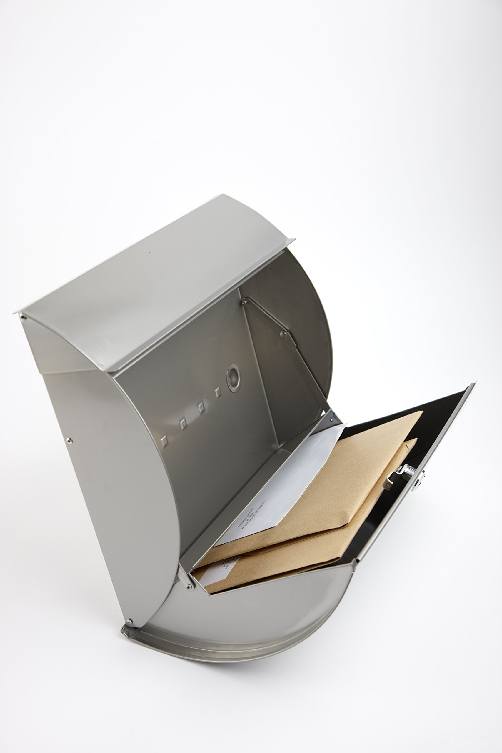 ARREGUI Aura E5405-12 Boîte aux lettres individuelle acier Inoxydable, Taille L (magazine, enveloppe C4), Grande capacité, Boîte aux Lettres Murale, Anti-pluie, Anticorrosion, Facile à Installer, Inox