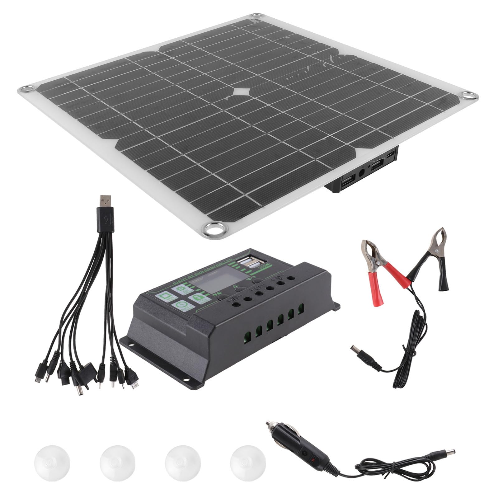 Kit Pannello Solare Monocrystalline 200w, Pannello Solare per Ricarica Batteria 12v, per Viaggi e Attività All'aperto, Rendimento 98%