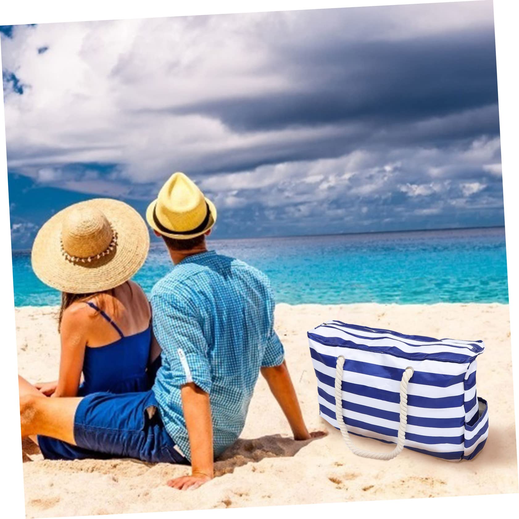 ibasenice Sac de Plage Imperméable Grand Sac Toile Pochette pour Activités de Plein Air à Main Extérieur avec Porte-clés Intégré et Poches Extérieures