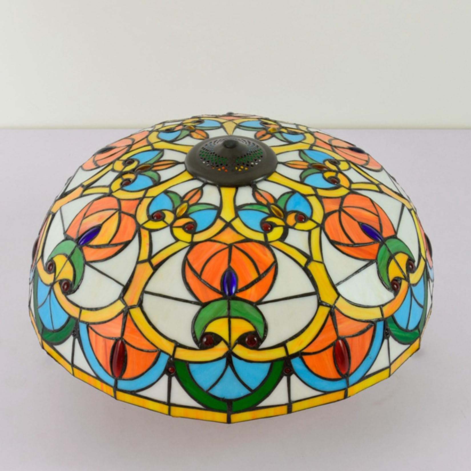 SaryEdge Tiffany Lamp Shade Replacement 20X10 Inch Stained Glass Dragonfly Rose Grape Baroque Style Lampshade Only with Cap fit for Table lamp Pendant Light Floor Lamp Ceiling Fixture,，Orange