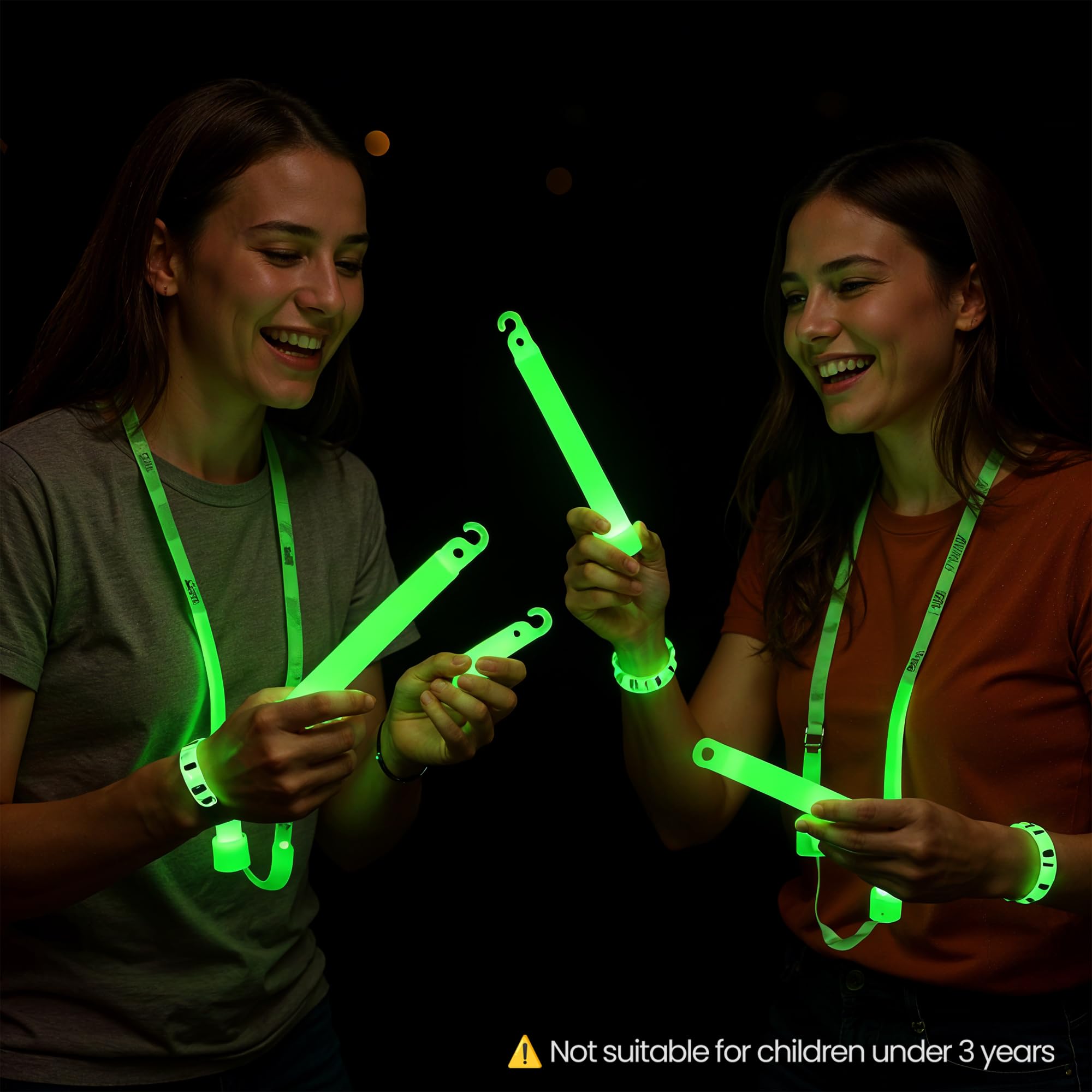 WedDecor Neón Barra Luminosa Tubos Fluorescente 6 Inches 25pcs Verde Brilla en la Oscuridad
