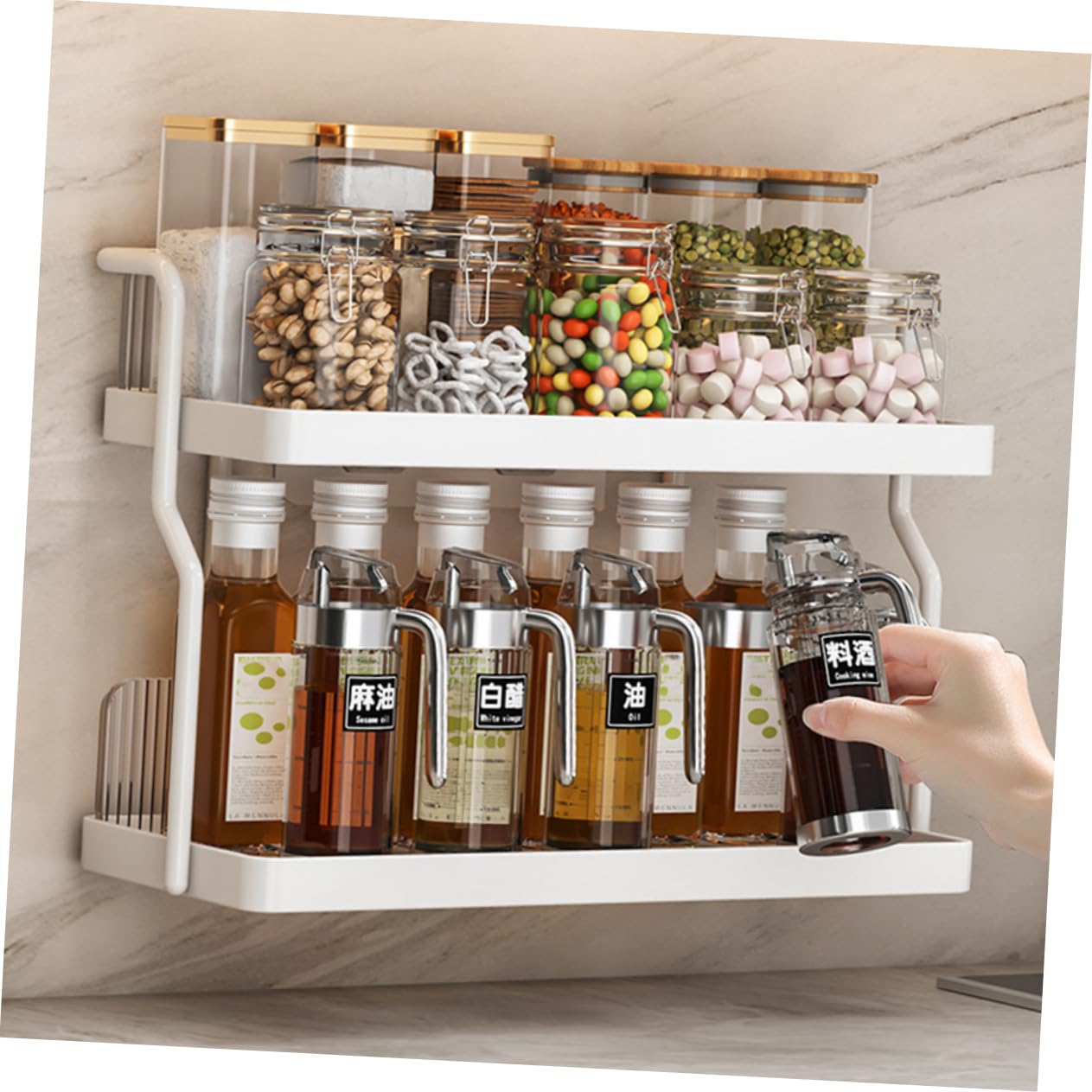 iplusmile Contenitori Spezie Per Cucina Barattoli Da Mobile Organizer Mensola Supporto Appoggio Per Oggetti Facile Accesso e Visibilità