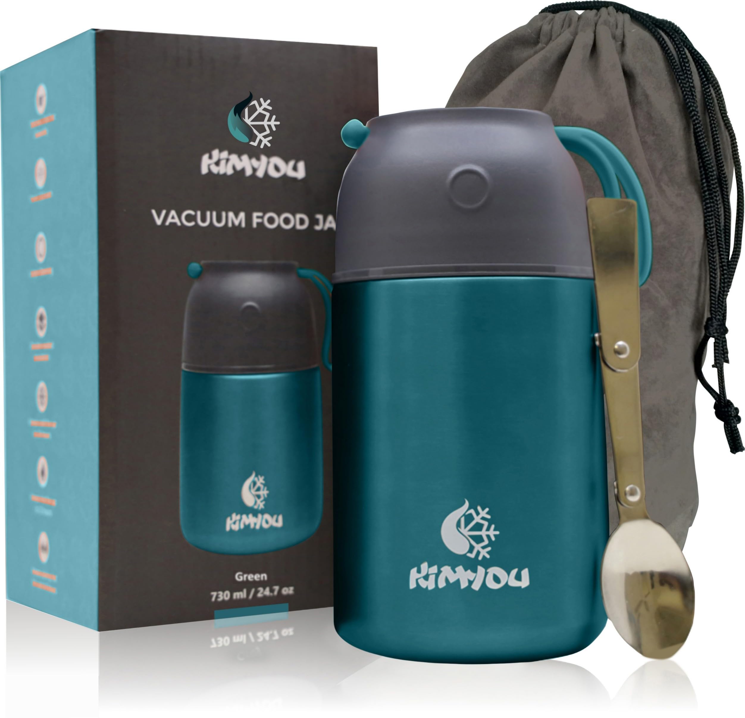Kimyou food flask 730ml stainless steel vacuum-insulated thermal container soup