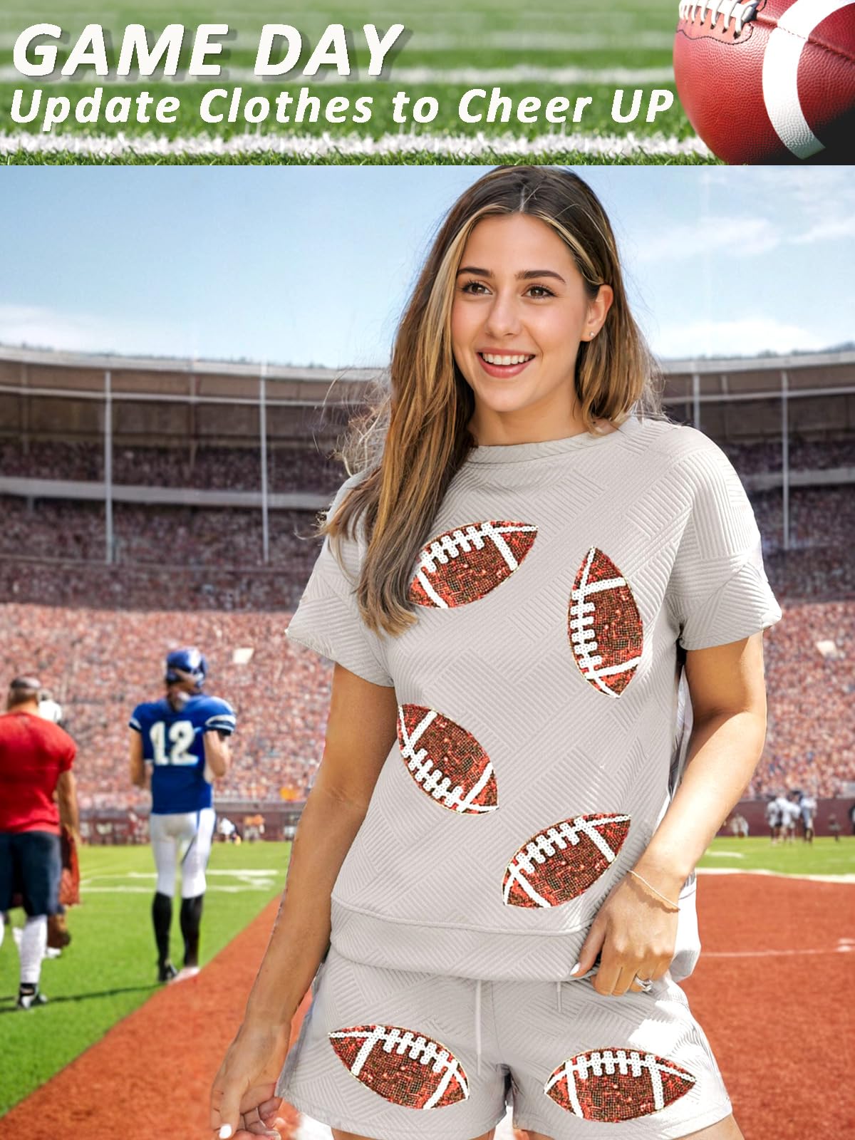Fußball-Patches mit Pailletten, Trucker-Mütze, zum Aufbügeln, Rugby-Stoffflicken für Kleidung, Nähen, für Löcher, Jeans, Kleid, Rucksack, Tasche, Schuhe, Gameday, dekorative Applikation (blau), 9