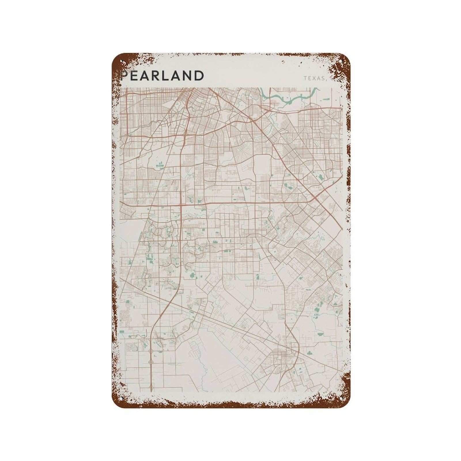 xiaoxiaoshen Pearland Map Texas Travel Gift Scandi Wall Decor Art Metal Tin Poster Modern Home Decor Art Home Bar Shop Decorations Vintage Sign 30x20cm