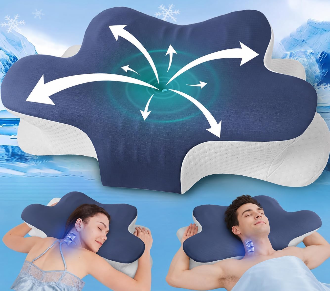 Hydomi Cervical Memory Foam Pillow for Neck and Shoulder Pain-Adjustable Orthopedic Pillow with Armrest Design-Bed Pillow with Cooling Washable Cover for Side, Back & Stomach Sleep