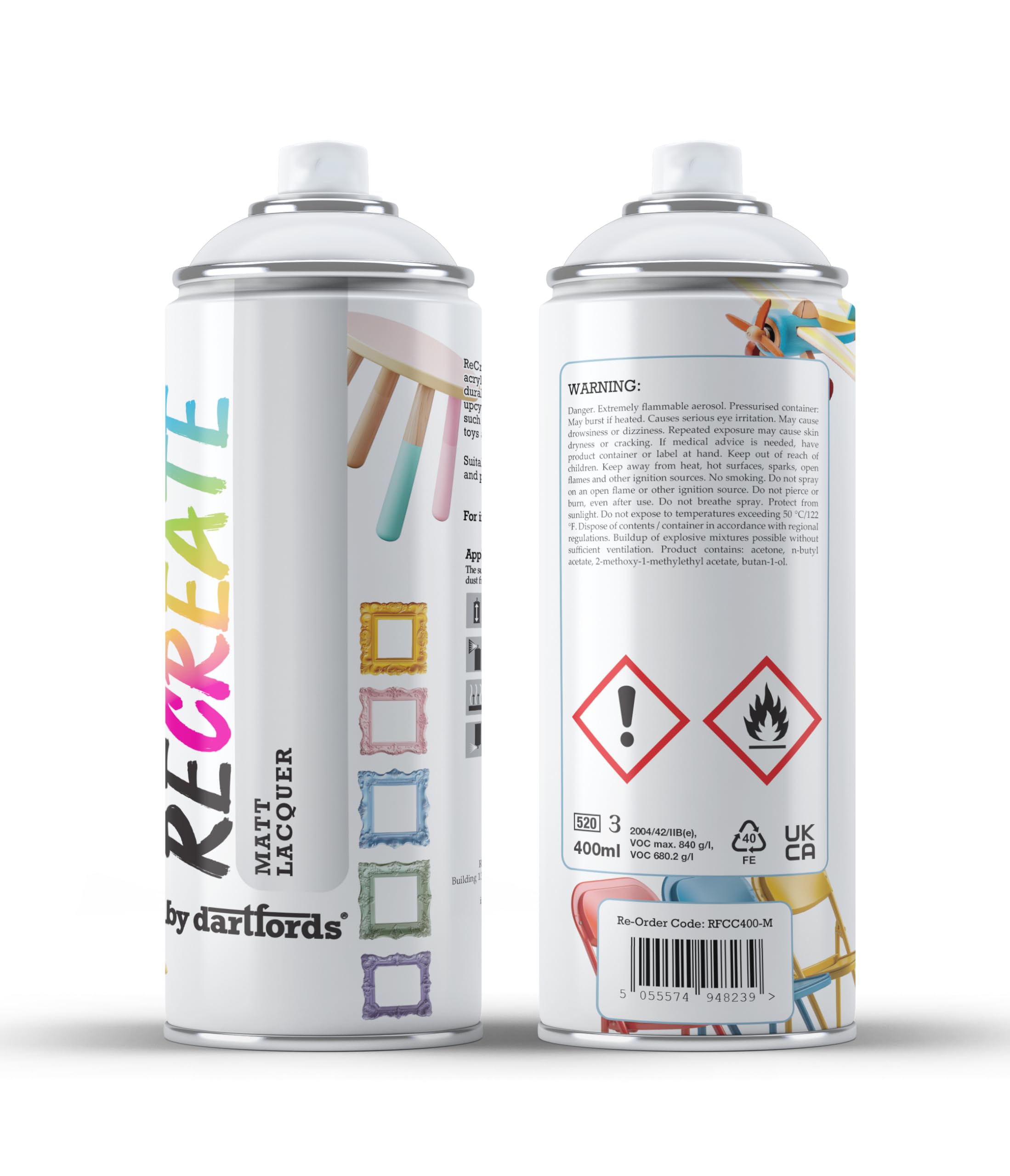 Recreate Clear Matt Spray Varnish Lacquer for Wood, Metal, Plastic | Quick Drying, Smooth, Durable, Easy-to-Apply | Suitable for Indoor / Outdoor | Furniture, Craft, Doors, Ornaments, Pots, Frames