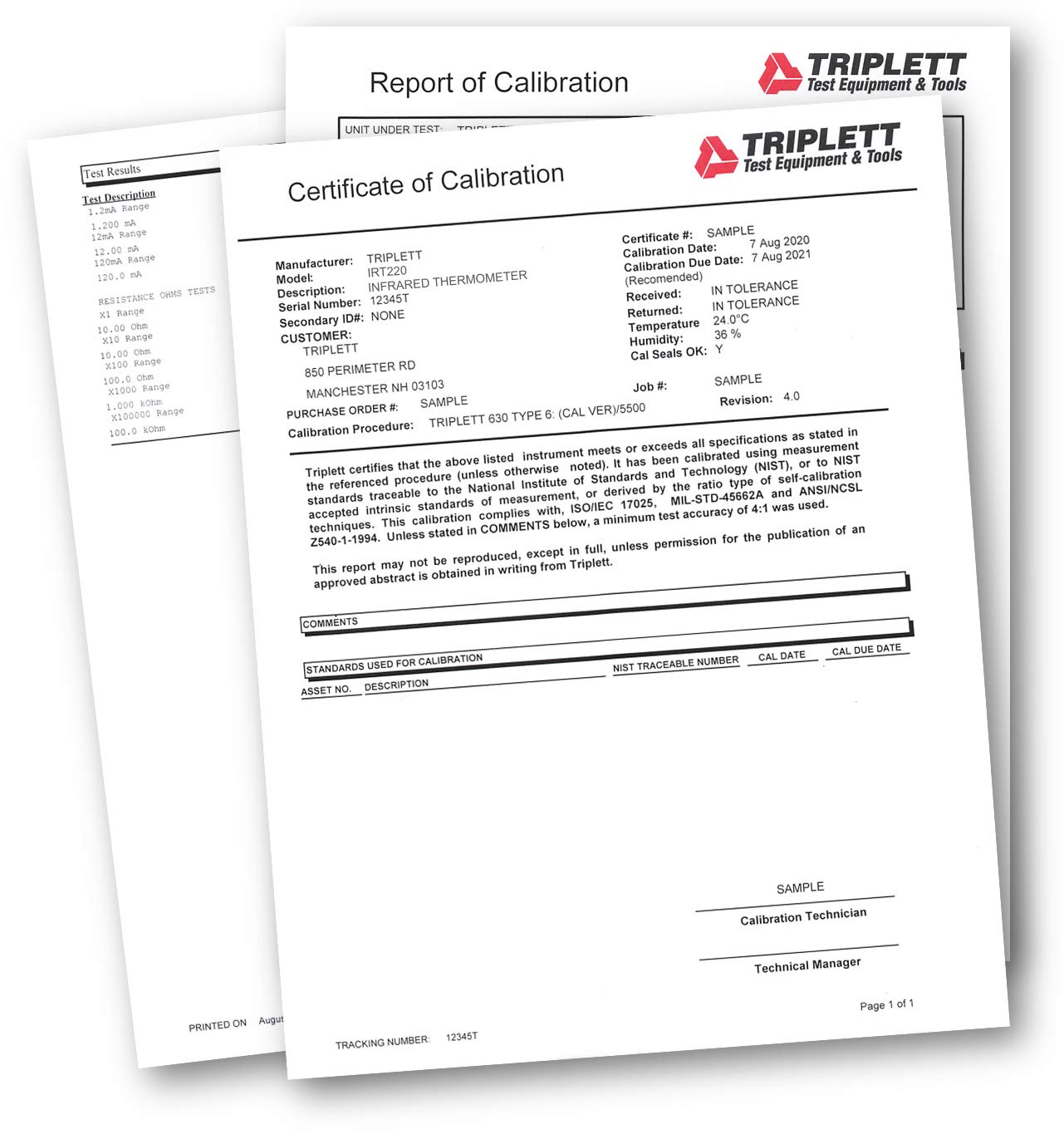Triplett IRT220 Non-Contact 12:1 Infrared Thermometer with Certificate of Calibration to NIST, -4 to 932°F (-20 to 500°C)