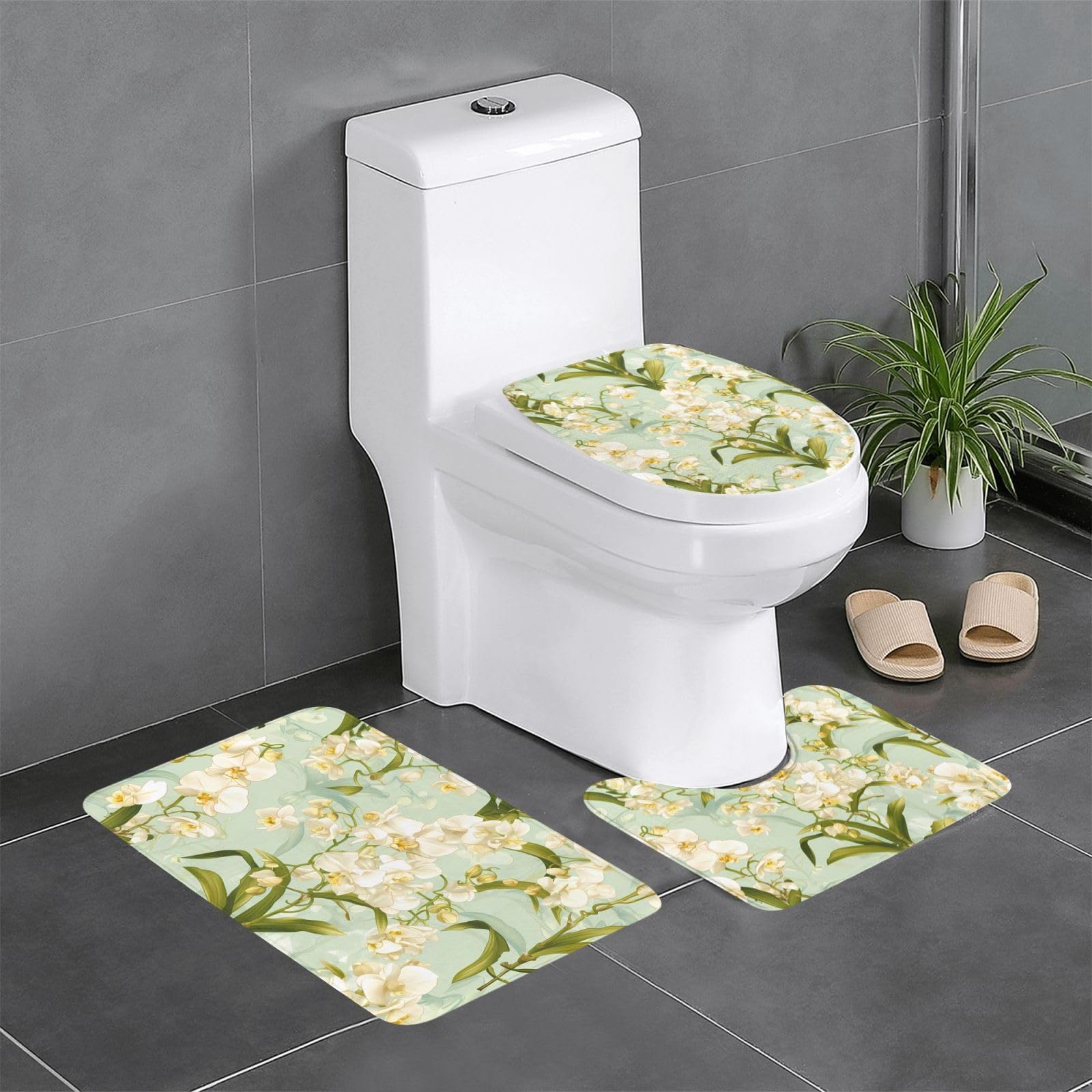 Tapis antidérapant en flanelle épaisse lot de 3 tapis de cuisine lavables orchidée