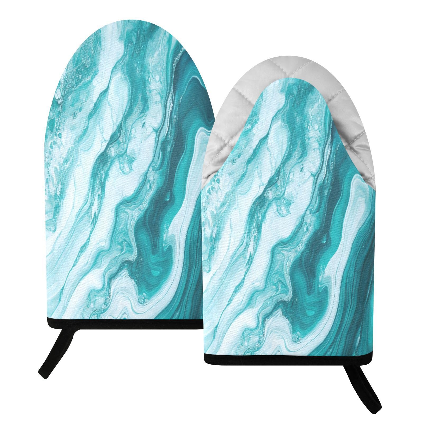 BURSTDDY Marble Oven Mitt,Heat Resistant Kitchen Mitts for Cooking