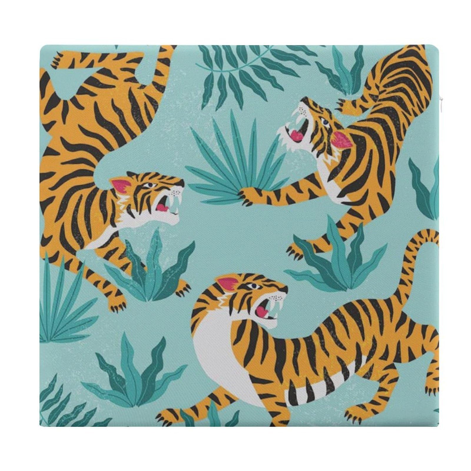 JZemdybill Chair Pad, Tiger Pattern Seat Pad, Square Chair Cushion for Yoga Living Room Balcony
