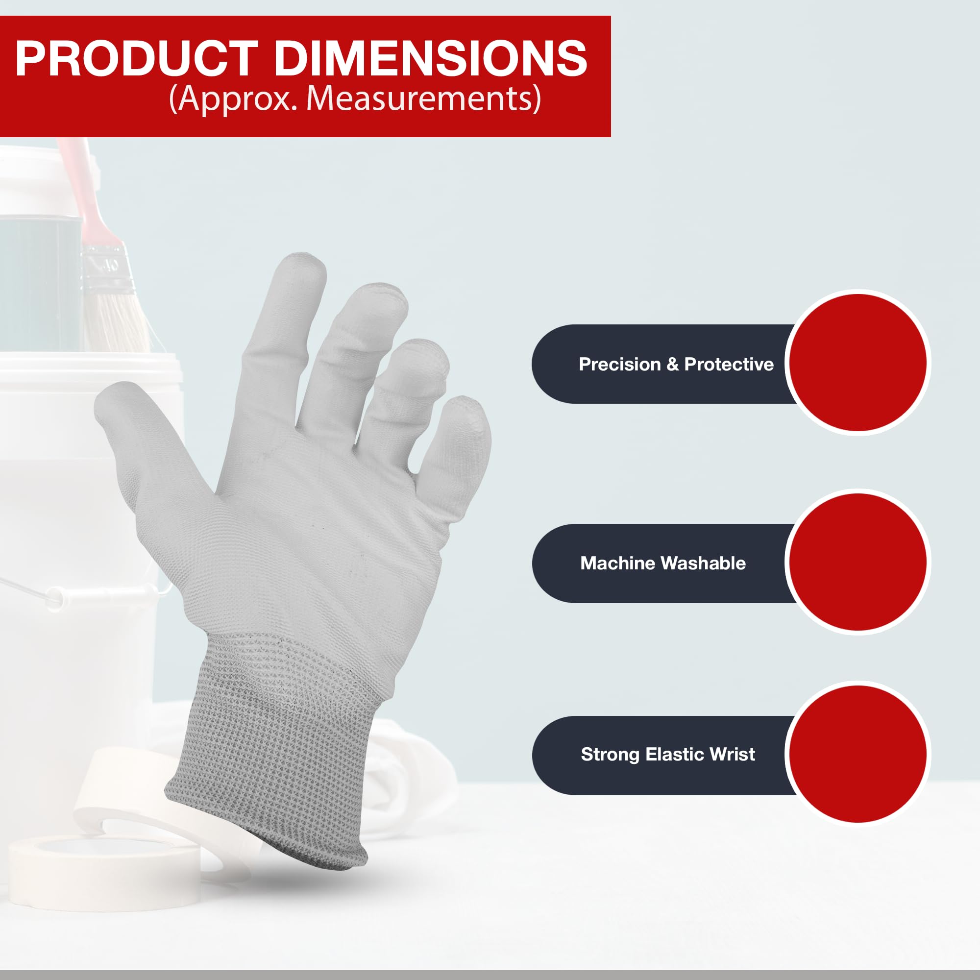 Navoys 6 works Lightweight Painters PU Grip Safety Work Gloves, Size Large, Men Women's, Sensitive Precision Working, Thin - Image 2