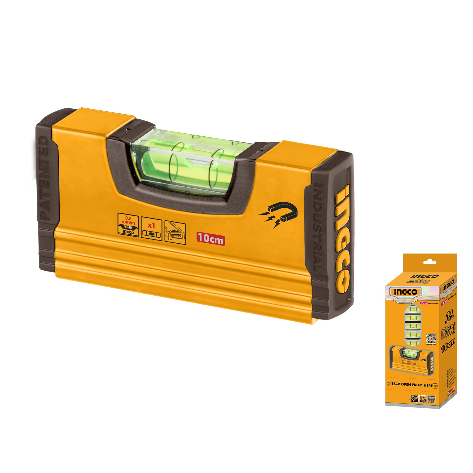 INGCO Hand Level 10cm 0.5mm/m Solid Shockproof Arcylic Vial HMSL03101-image-13