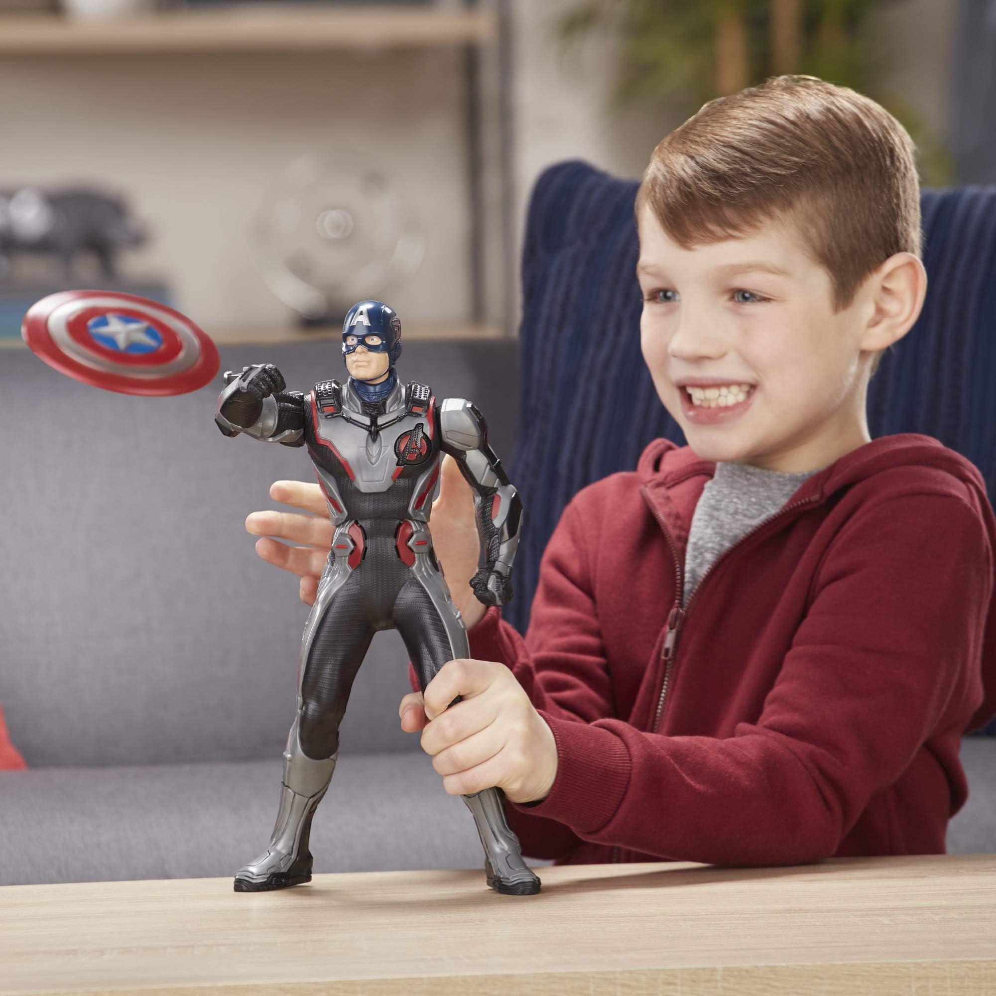 Avengers Marvel Endgame Shield Blast Captain America 13"-Scale Figure Featuring 20+ Sounds & Phrases