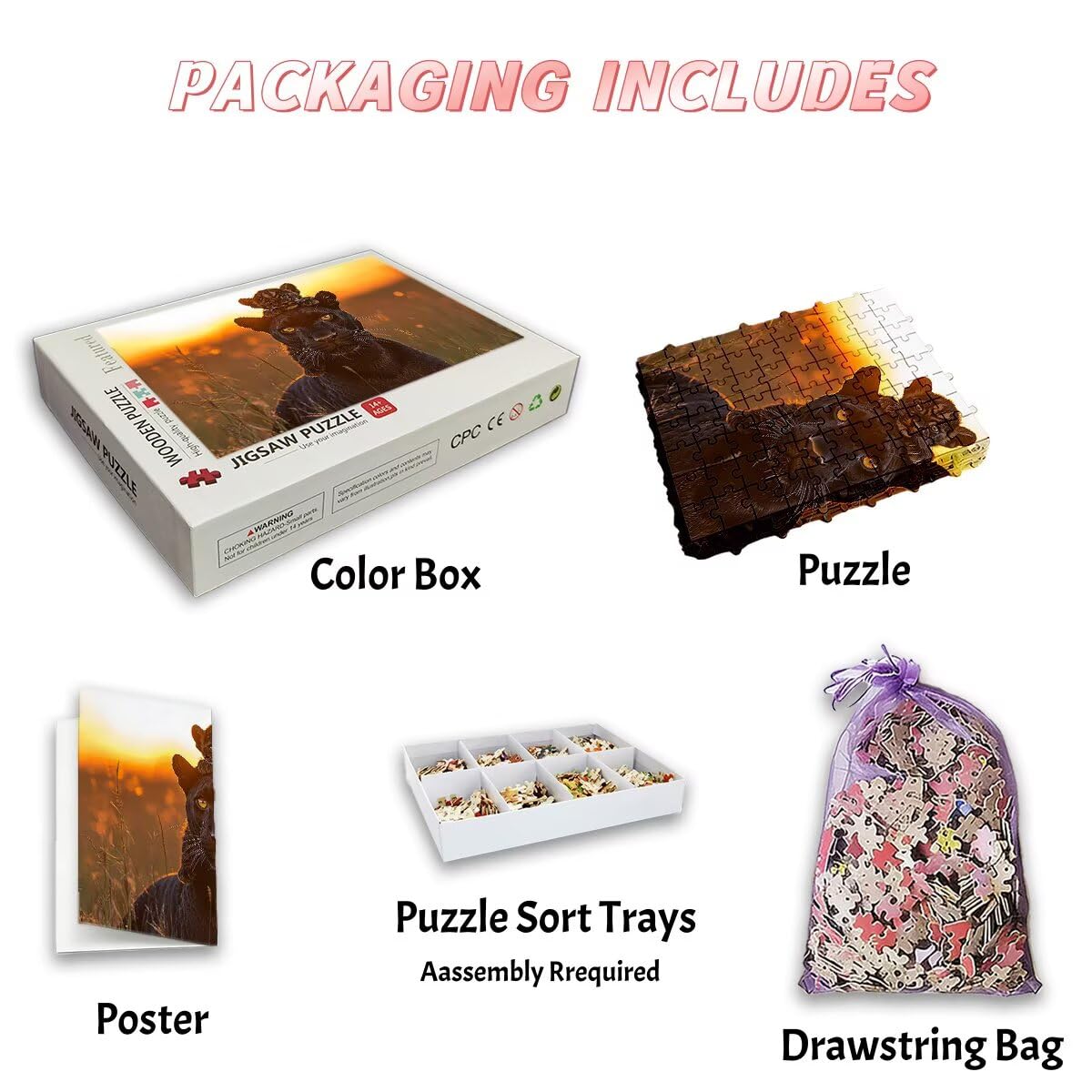 Puzzle 3000 sztuk Leopard, Puzzle dla dorosłych zwierząt, drewniane puzzle z wykwintnym opakowaniem, klasyczne puzzle edukacyjne dla dorosłych i całej rodziny, jako prezent dla mężczyzn, wystrój domu