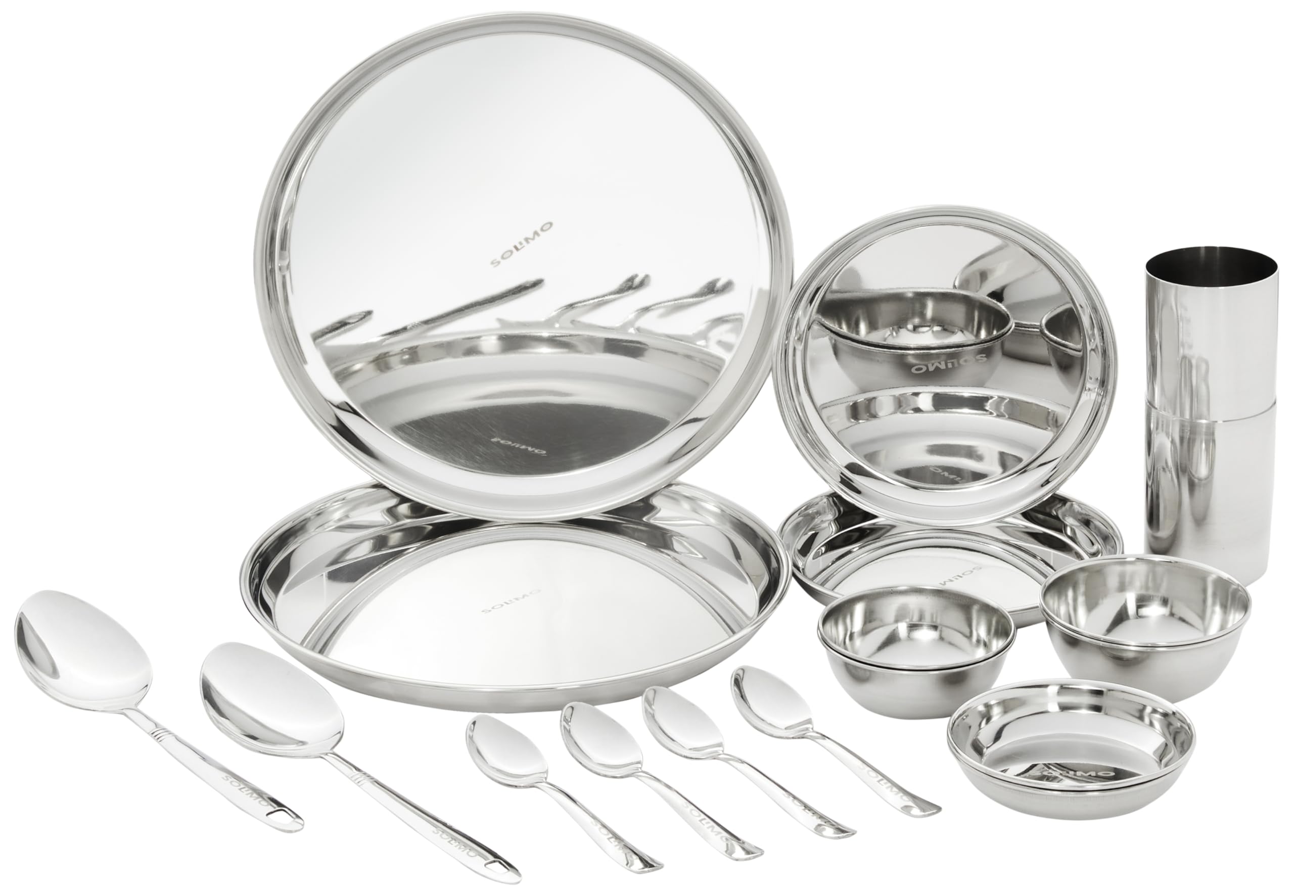 Amazon Brand - Solimo Dinner Set | Stainless Steel | Mirror Finish | Set of 18 - Solid (B0CB5QMMR4) Amazon Price History, Amazon Price Tracker
