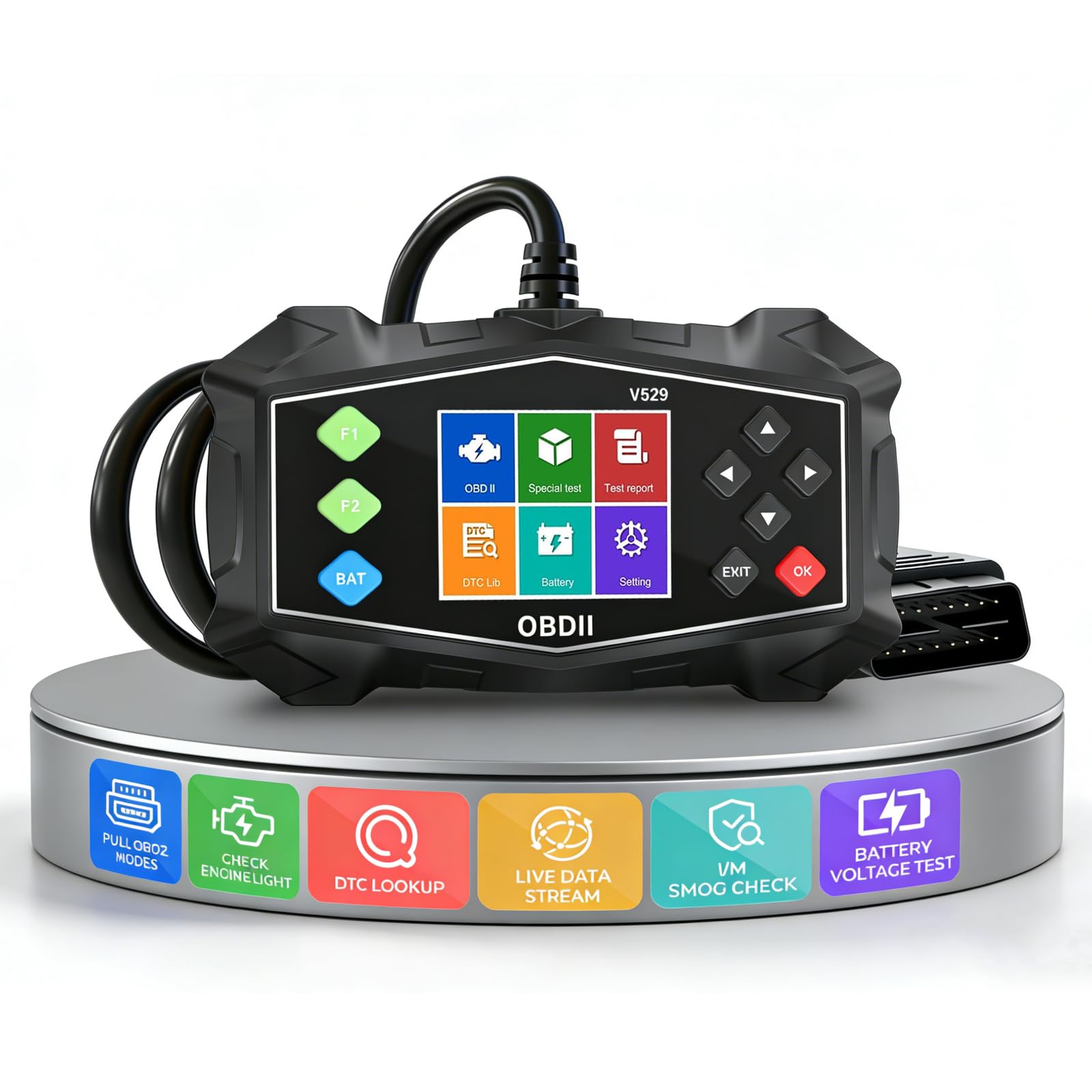 OBD2 Diagnosegerät, OBD Diagnosegerät Auto Scanner für Alle Fahrzeuge, KFZ Fehlerauslesegerät mit OBDII Funktionen, Deutsch Lesegerät kompatibel mit Ford BMW VW Mercedes Audi