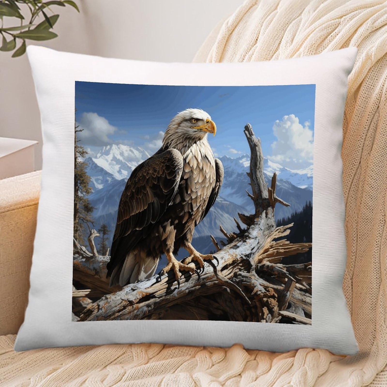 VstaDank A Lone Eagle Throw Pillow Covers Square Cushion Cases with Zipper Soft Cotton and Linen Pillowcase Luxury Cozy Pillows Shams Lumbar Pillow Shells for All Seasons