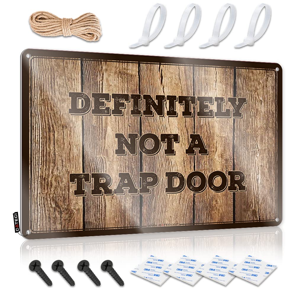 IBWNBBUSN Gaming Metal Tin Decor Definitely Not A Trap Door Tin Sign Funny Door Signs Bar Open Metal Sign