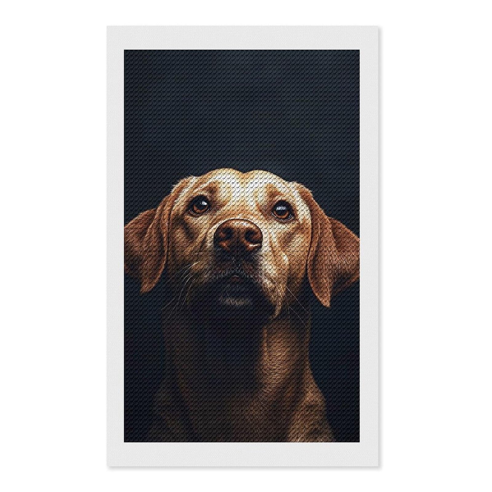 Junmoney Golden Labrador Portrait on Dark Background Diamond Painting Set 12"x20", Modern Decor, for Beginners, Printed Canvas, Thoughtful Handmade Gift, with Tool Kit