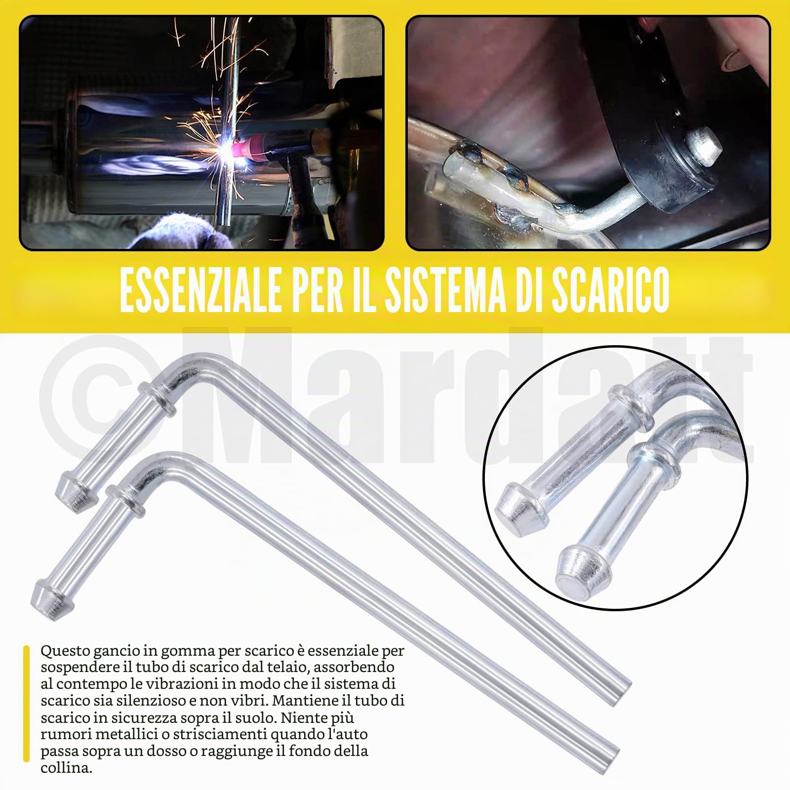 6 Pezzi Gancio di Scarico 2/4 Fori - Gancio di Gomma Marmitta 90 Gradi, Isolante Staffa di Montaggio per Auto Camion Jeep