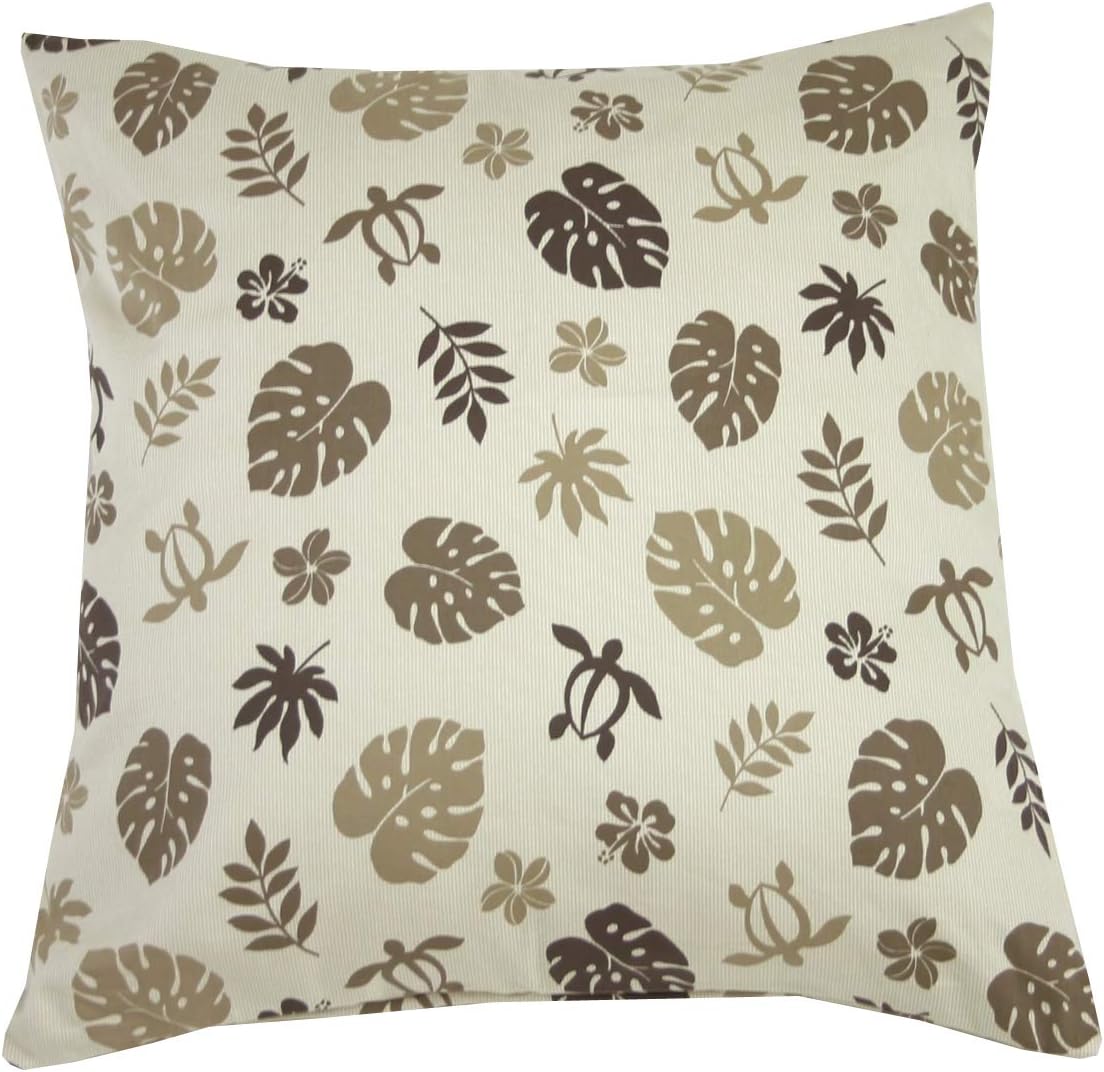 座布団カバー55 59cm ホヌ モンステラ柄 ベージュ 日本製 競売 コットンツイル 綿100