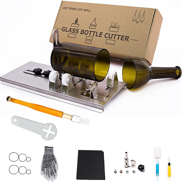 Glass Bottle Cutter, Upgraded Glass Cutter for Bottles, DIY Machine for Cutting Beer, Liquor, Whiskey, Alcohol, Champagne, Wine Bottle Cutter for Round Bottle by Camdios