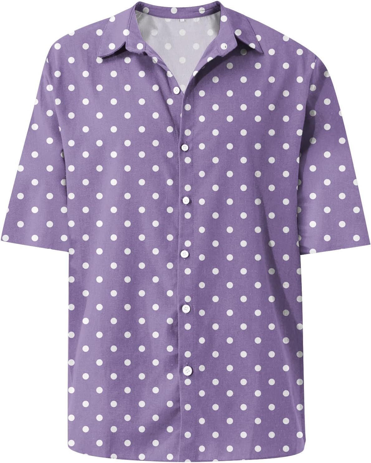 Ymosrh Men's Fashion Shirts Wrinkle Free Dress Shirt Polka Dot Short Sleeve Casual Button Down Summer Beach Shirts, M-4XL