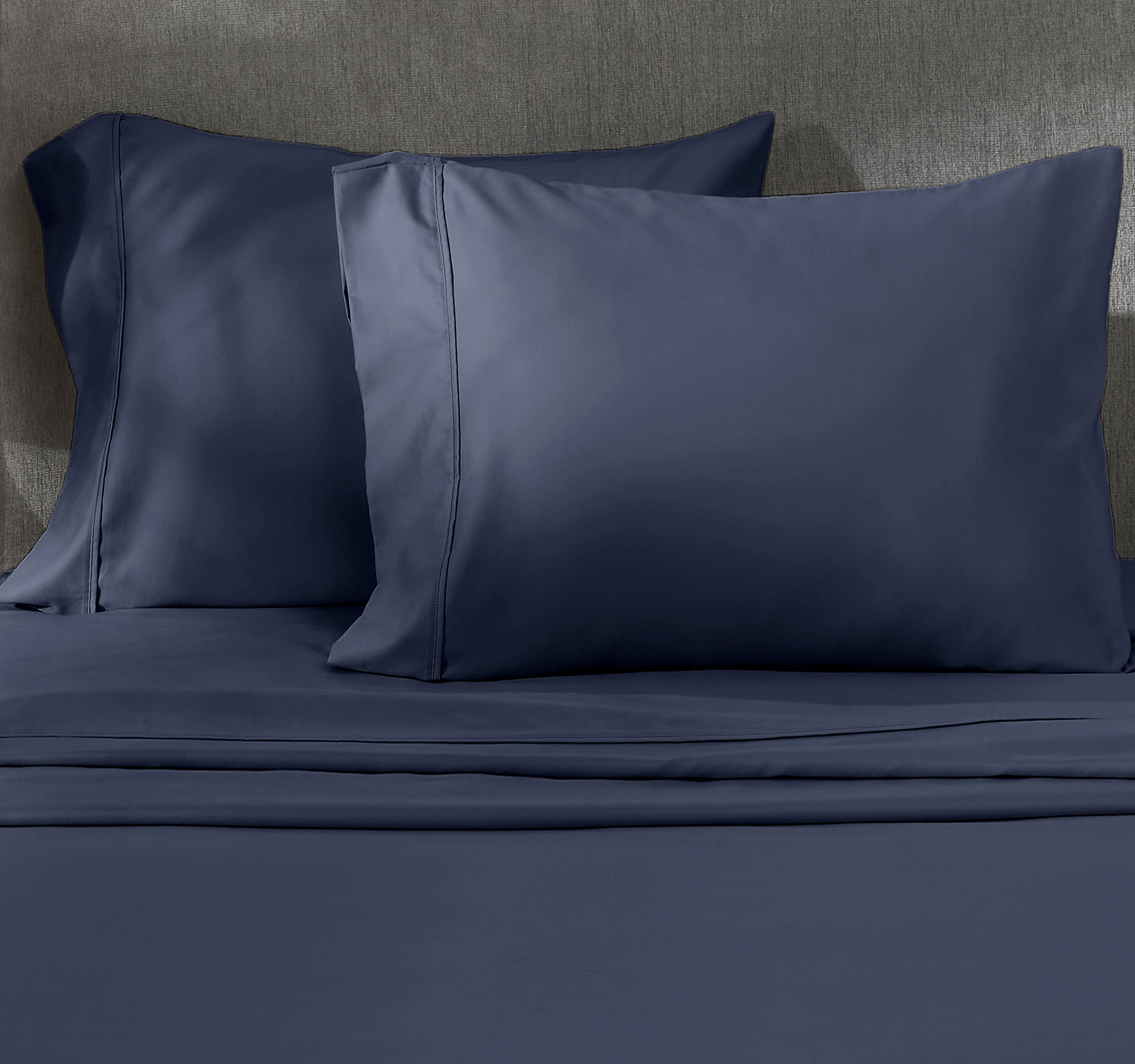 California Design Den 400 Thread Count 100% Cotton Pillow Cases, Indigo Navy Blue Standard Pillowcase Set of 2, Long - Staple Combed Pure Natural Cotton Pillowcase, Soft & Silky Sateen Weave