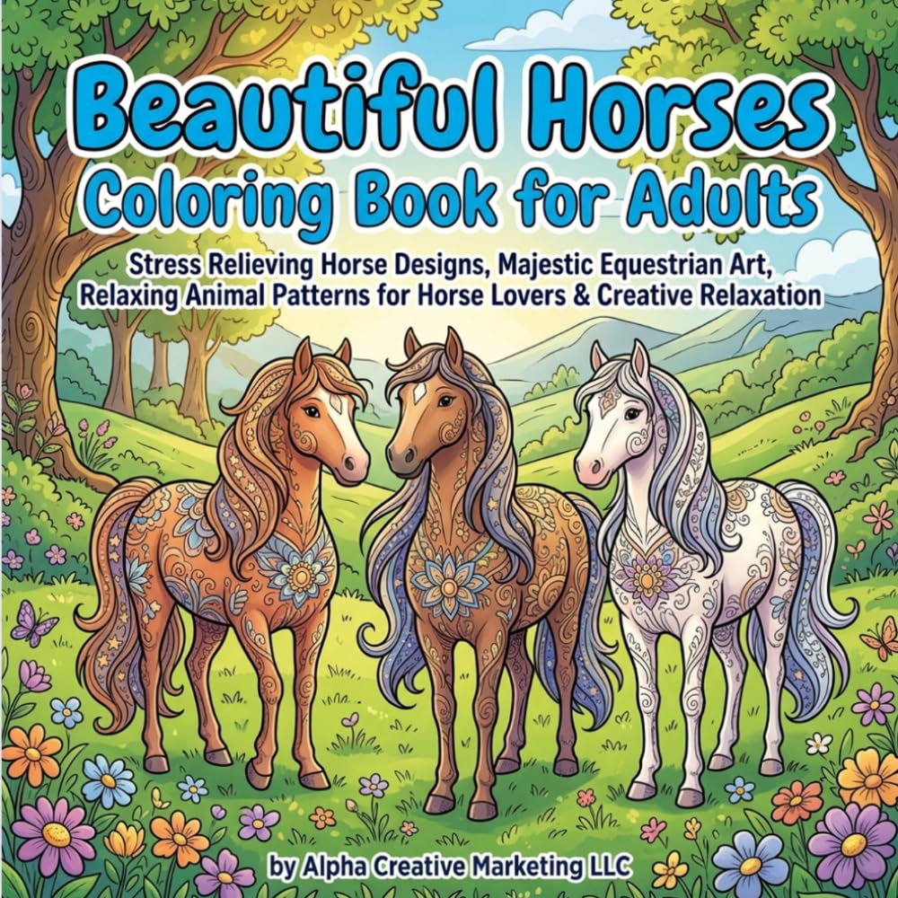 Beautiful Horses Coloring Book for Adults & Teens: Stress Relieving Horse Designs, Majestic Equestrian Art, Relaxing Animal Patterns for Horse Lovers & Creative Relaxation