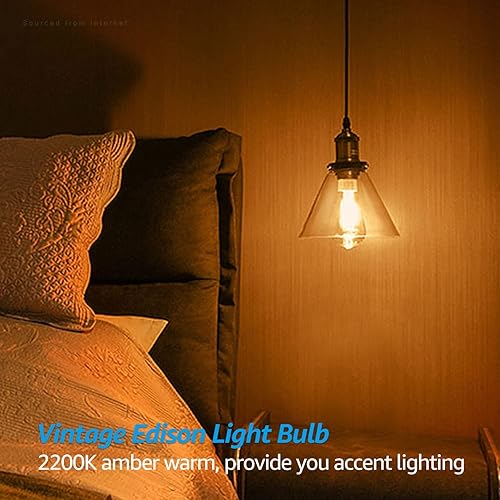 Miniatura 4 de TORCHSTAR Bombillas Edison vintage de 60 W, bombilla Edison ST64 regulable, bombillas de jaula de ardilla antiguas, base E26, ámbar cálido de 2200