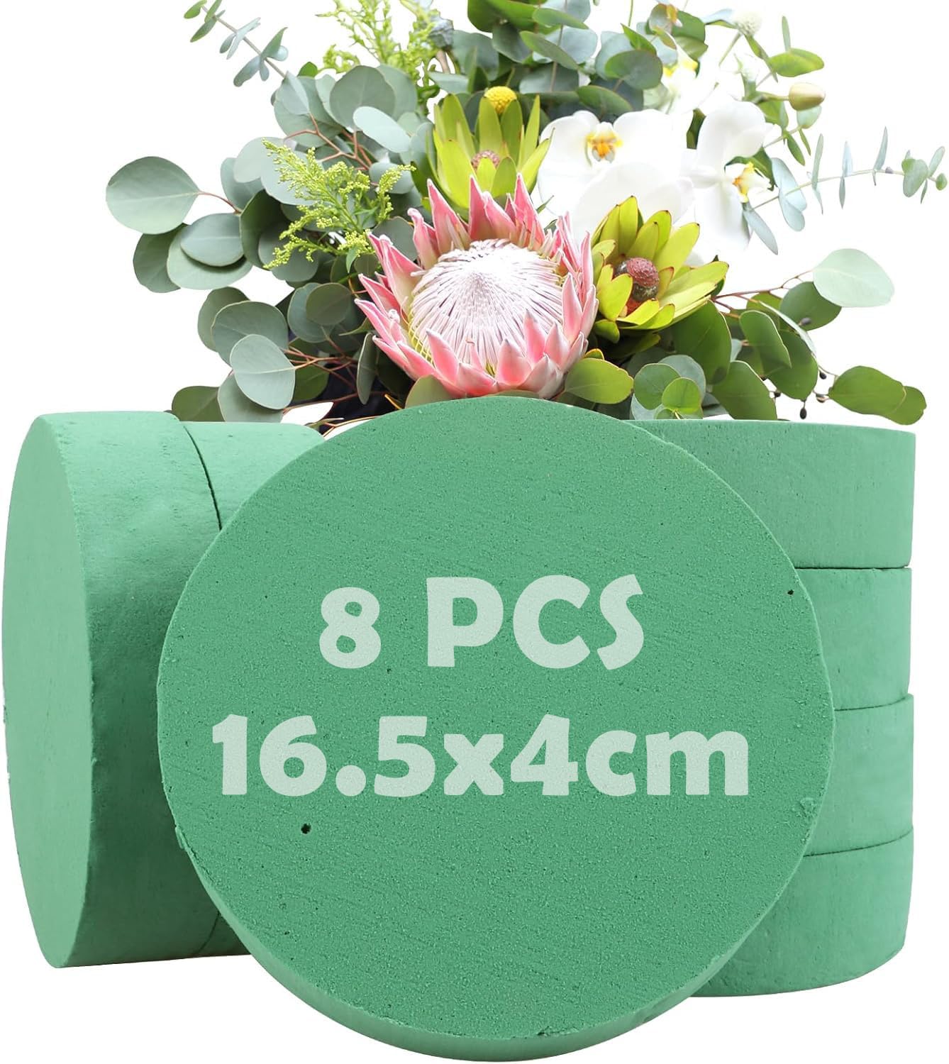 KALIONE 4 Stück Blumensteckschaum Rund - Nasssteckschaum 10x4cm Für Blumenarrangements & Dekoration