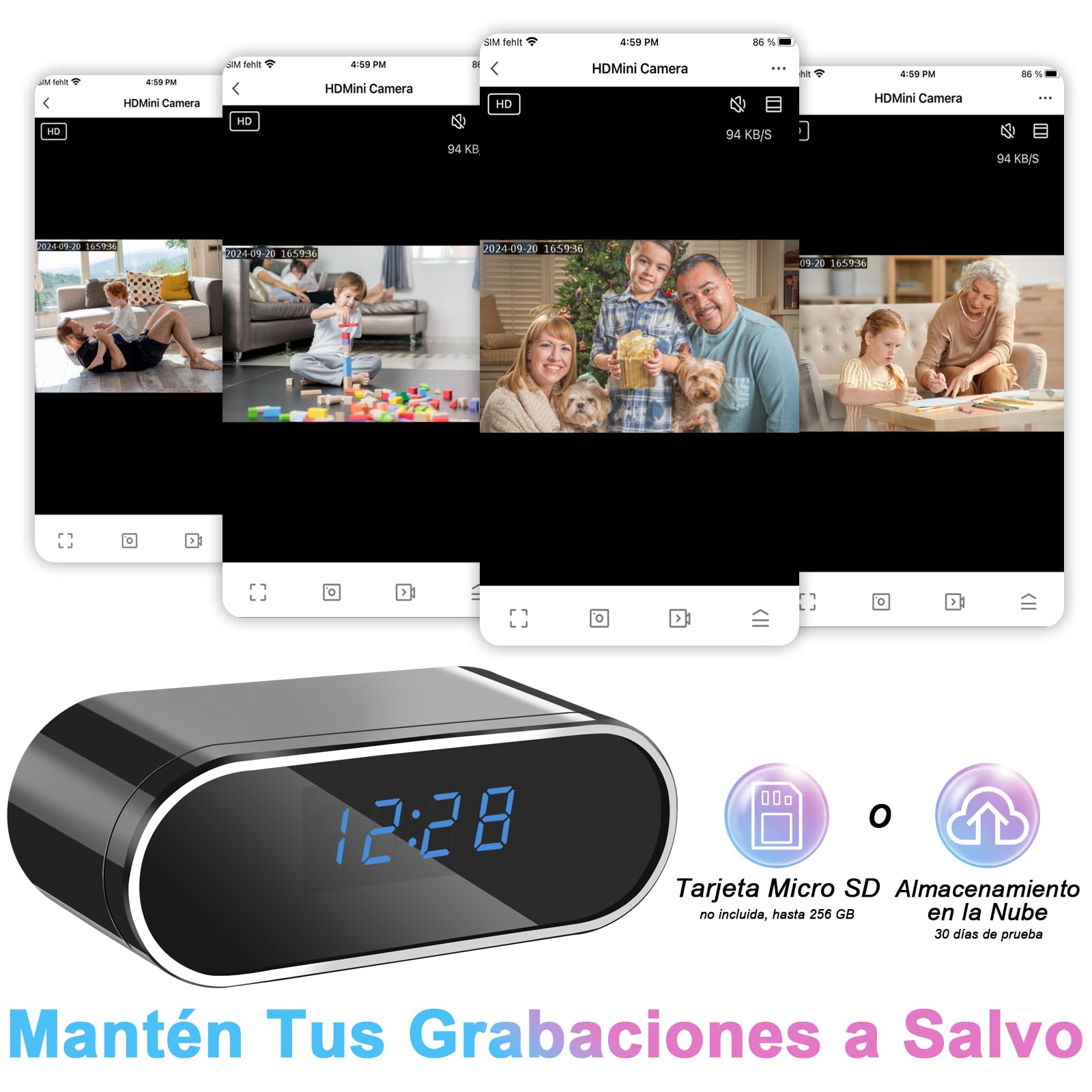 Cámara Espía Oculta WiFi 5G/2,4G, Camaras Espias Camuflada Inalambricas Despertador, 1080P HD Reloj con Camara Oculta, 120° Angular con Visión Nocturna Detección de Movimiento Vigilancia Interior