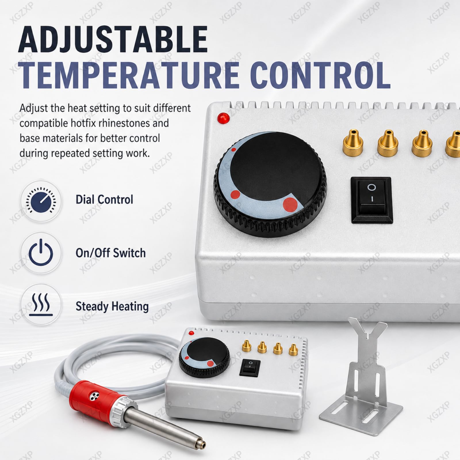 Applicatore Termoadesivo Autoadesivo Sottovuoto, Macchina per Incastonatura di Cristalli Regolabile con 4 Punte Intercambiabili, Diametro 1-8 Mm, per Abbigliamento, Scarpe, Borse E Lavori