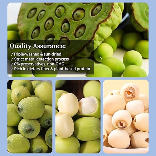 Miniatura 7 de DOZO Semillas de loto secas naturales de 17.6 oz500 g de semillas de loto para comer eliminación de núcleos, dermoabrasión, semillas de loto premium