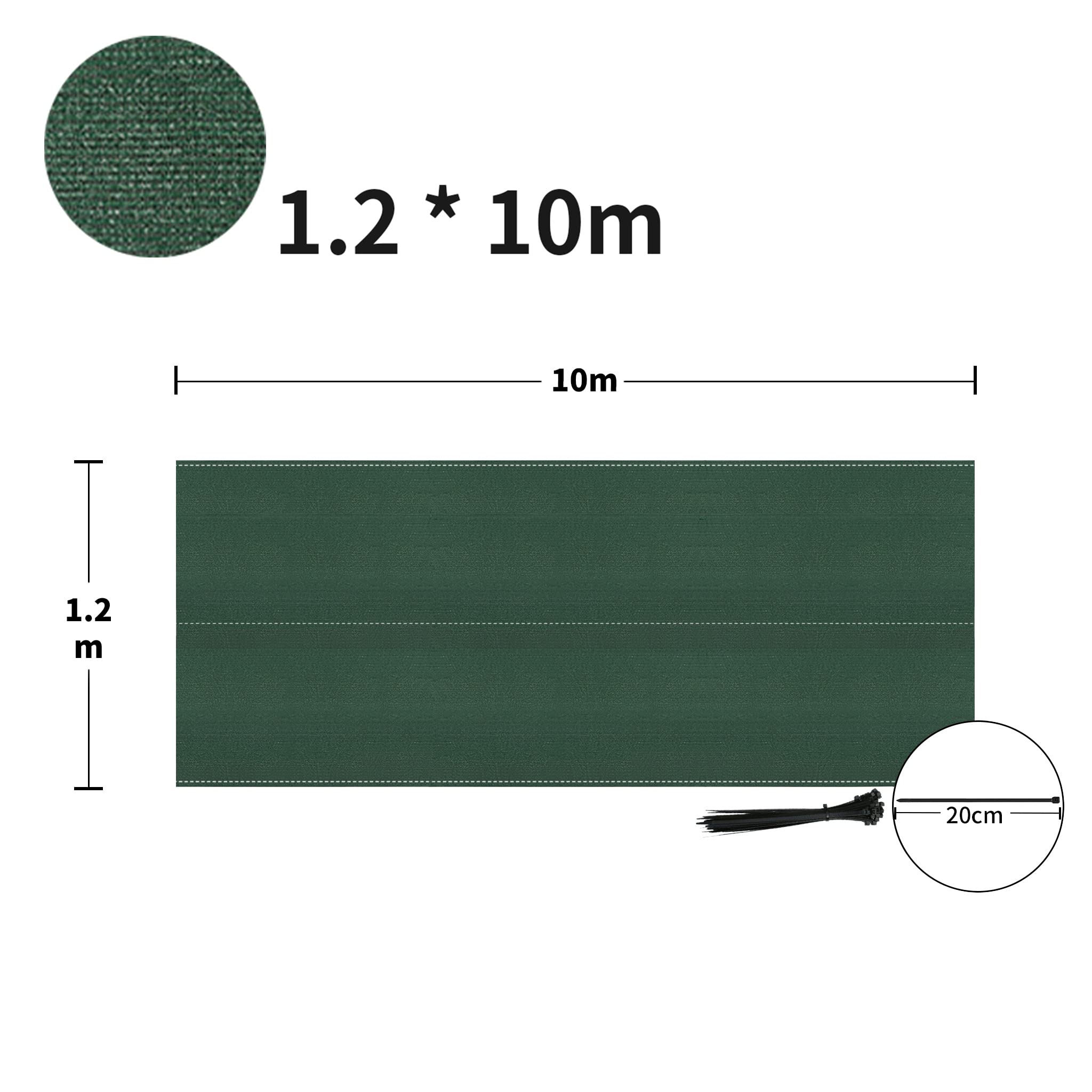 LZQ Tkanina zacieniająca, ochrona przed wzrokiem na ogrodzenie i balustradę balkonową, 150 g/m², osłona ogrodzenia, tkanina HDPE, odporna na działanie promieni UV, odporna na warunki atmosferyczne