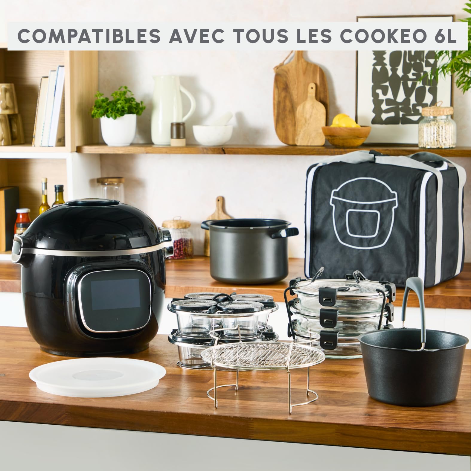 Moulinex Kit de 8 verrines superposables, Cookeo, Couvercles, Entrées, Yaourts et desserts, XA6140E0