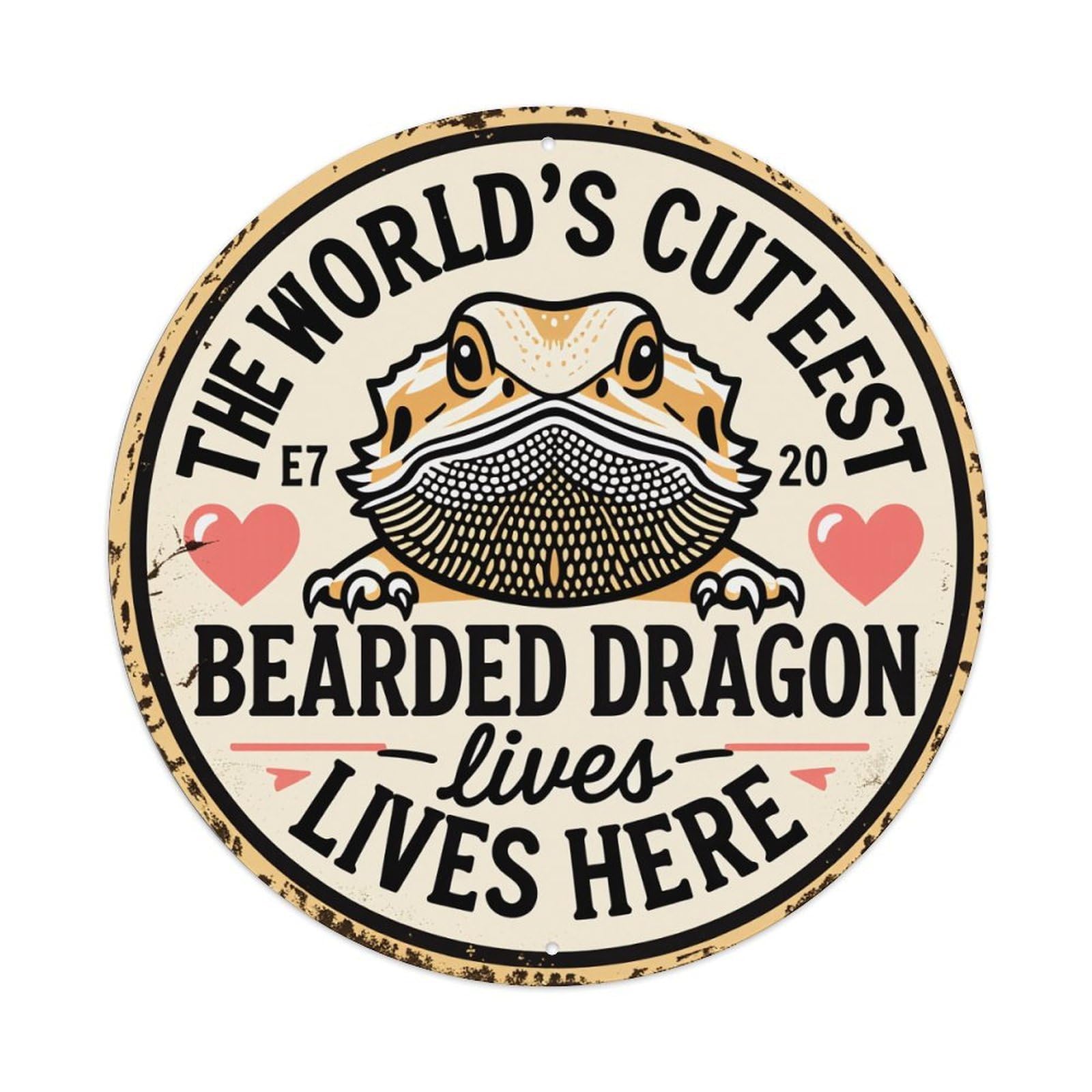 Bearded Dragon With Mask And Hearts Metal Tin Sign Vintage Garden Bedroom Cafe Bar Man Cave Home Wall Decor Metal Poster 8x8 inches