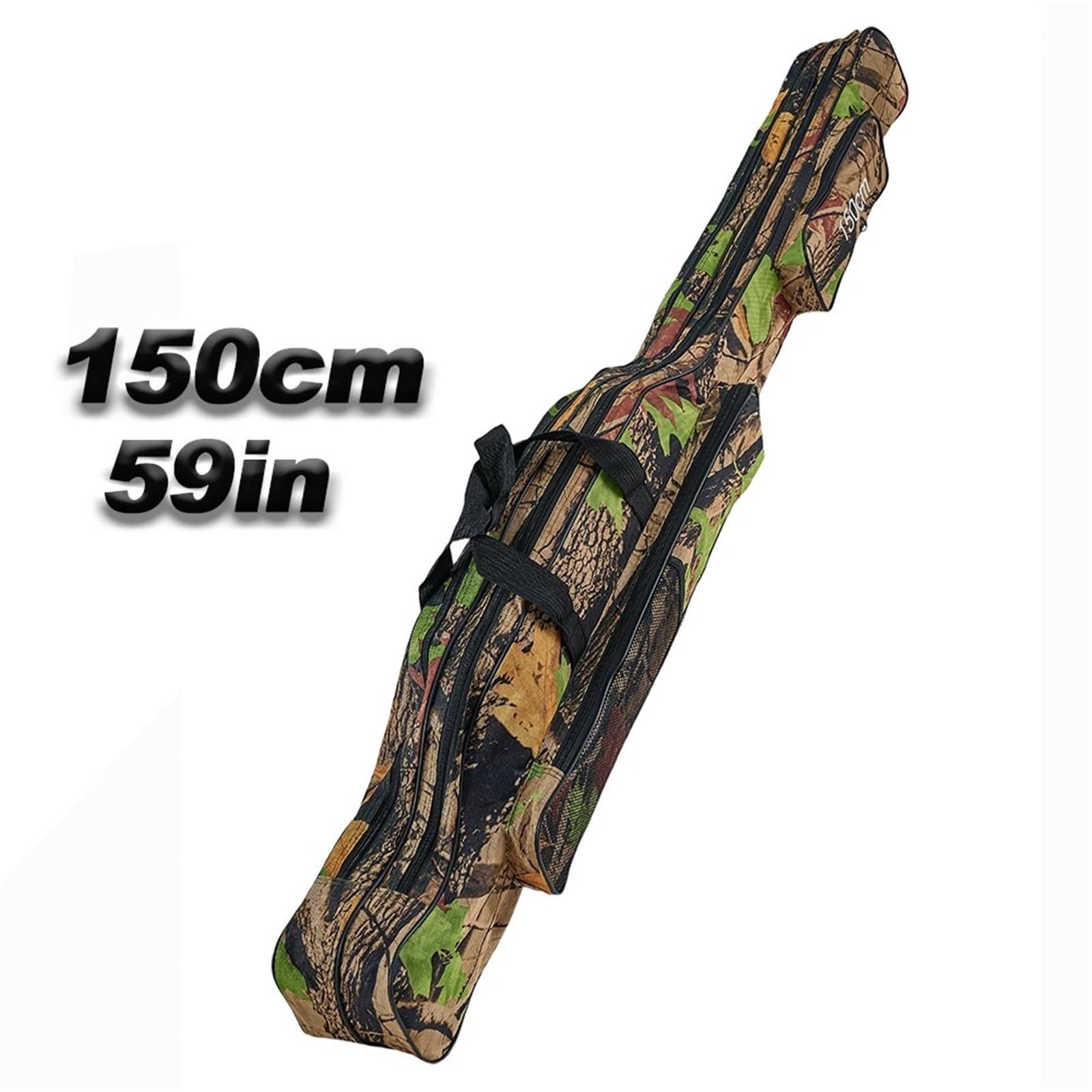 Angelruten-Tasche 150 cm wasserdichte 2-lagige Angelrutentasche – faltbar, Schulter-/Handtragemöglichkeit, Seitentaschen, strapazierfähiges Polyester for einfachen Transport