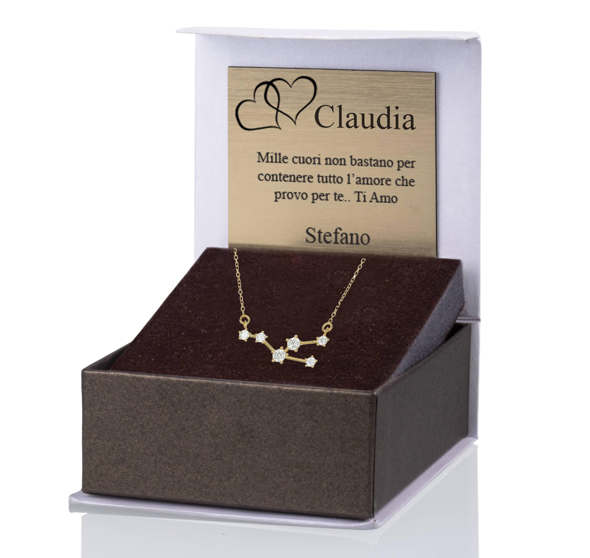Sakrami Collier Constellations Vierge avec Zirconiums Cubiques en Argent 925 + Boîte cadeau personnalisée - Noël Anniversaire Fête des Mères Pour Épouse Amis Anniversaire