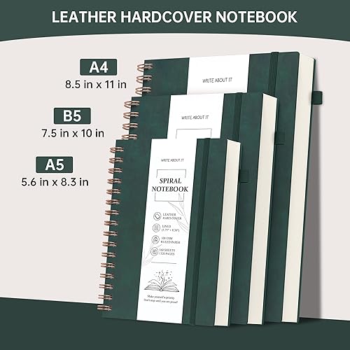 Miniatura 8 de Cuaderno de diario forrado en espiral con 320 páginas, cuadernos para trabajo con hojas perforadas, diarios en espiral para escribir, cuaderno de