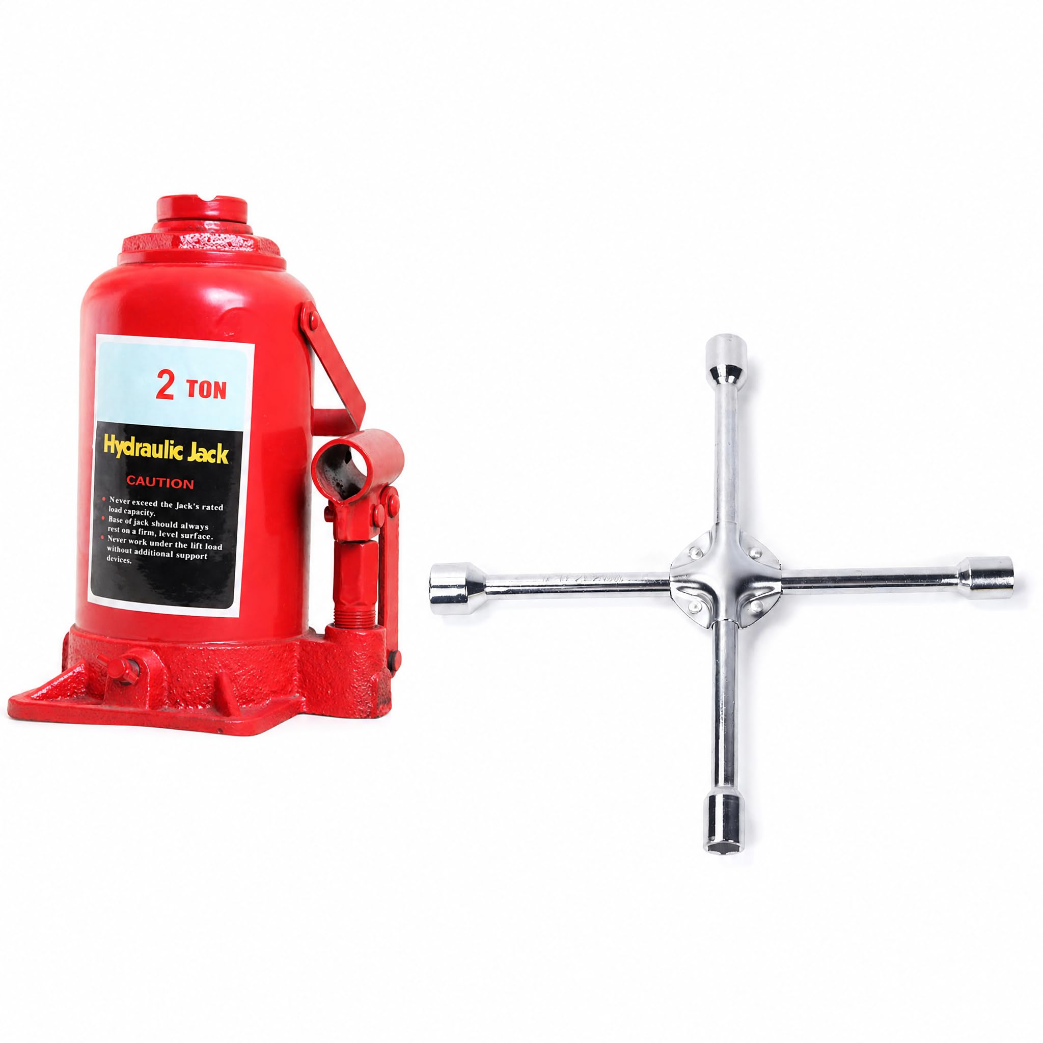 Cric Idraulico Manuale per Impieghi Gravosi per Rimorchi, Portatile, Domestico, Automobilistico, Chiave a Tubo a Croce, Misure, Ll