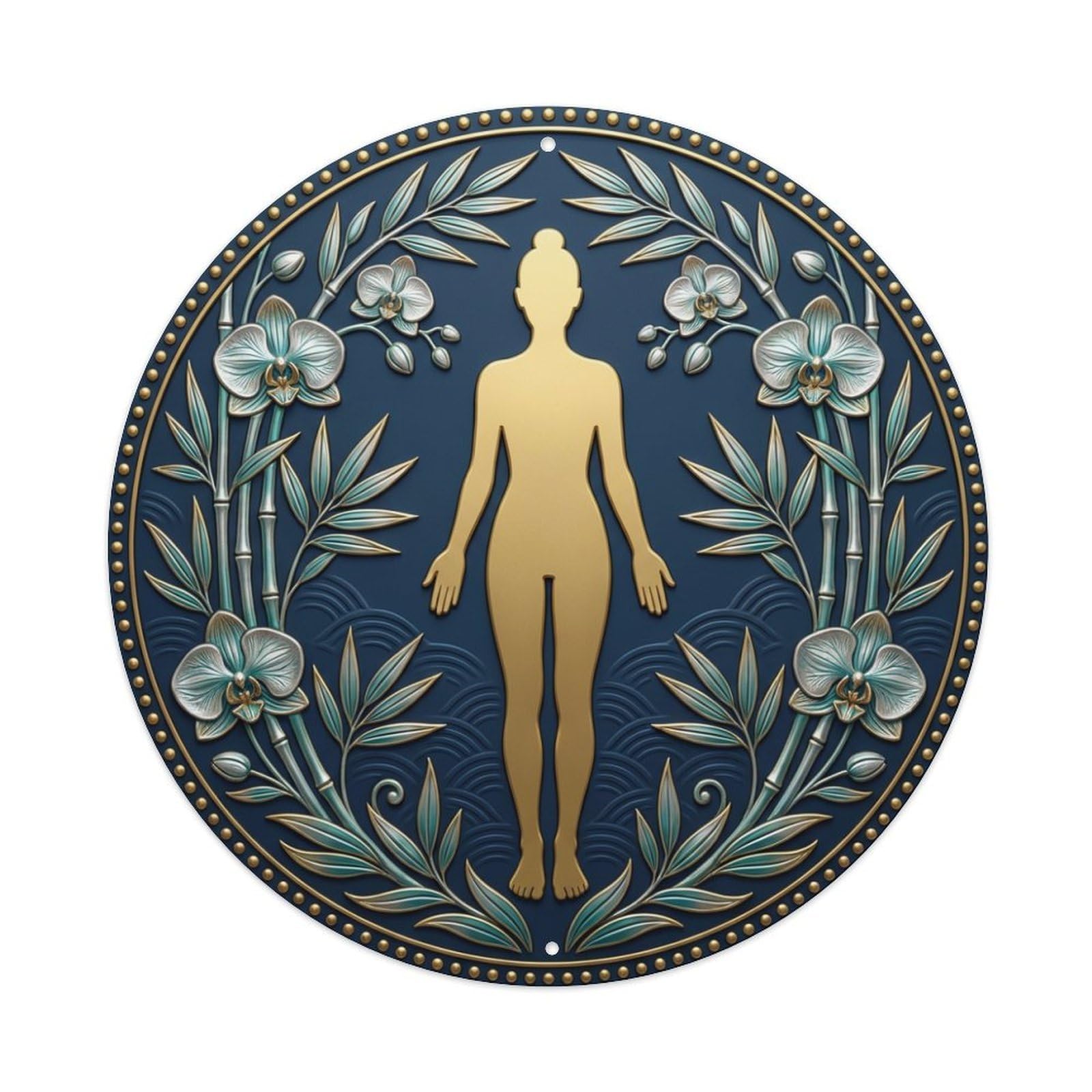 Fyrn Style Metal Tin Sign Vintage Namaste Standing Meditation Peaceful Flower Zen Yoga