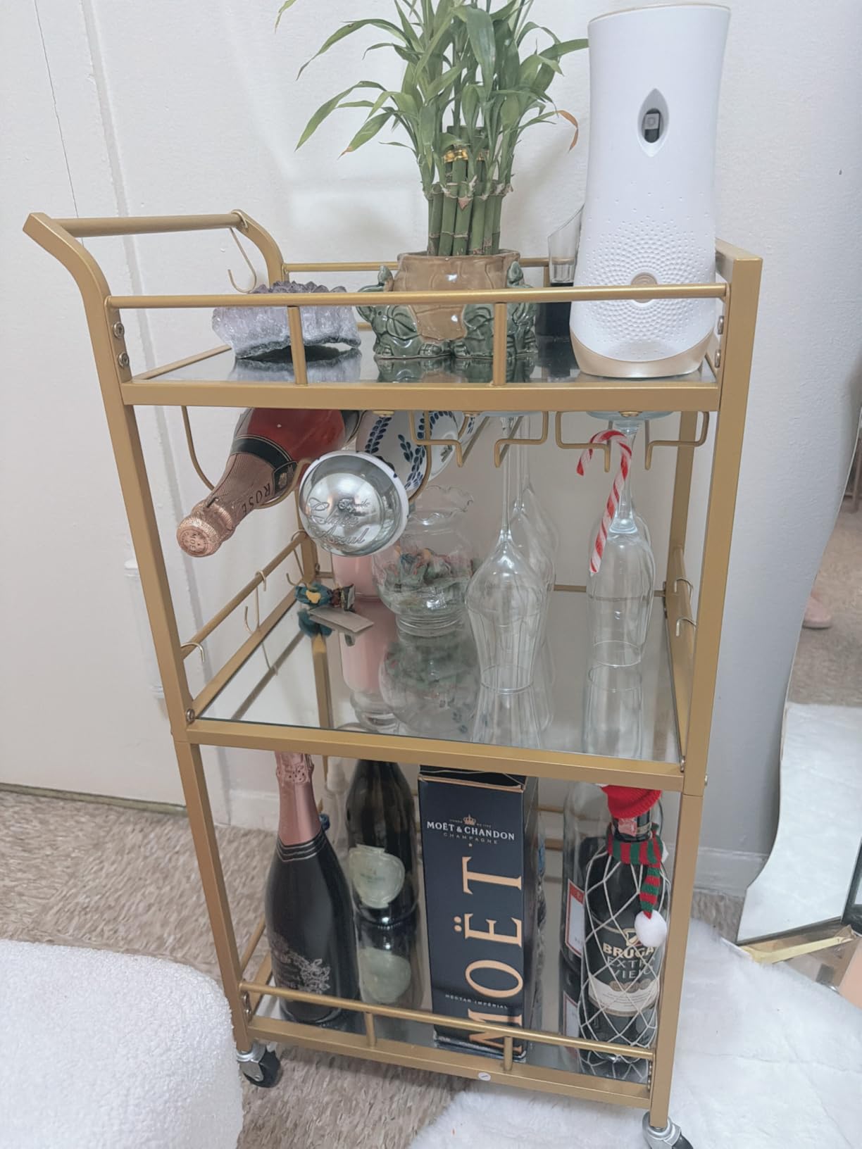 TUTOTAK Compact Bar Cart in small apartment setting