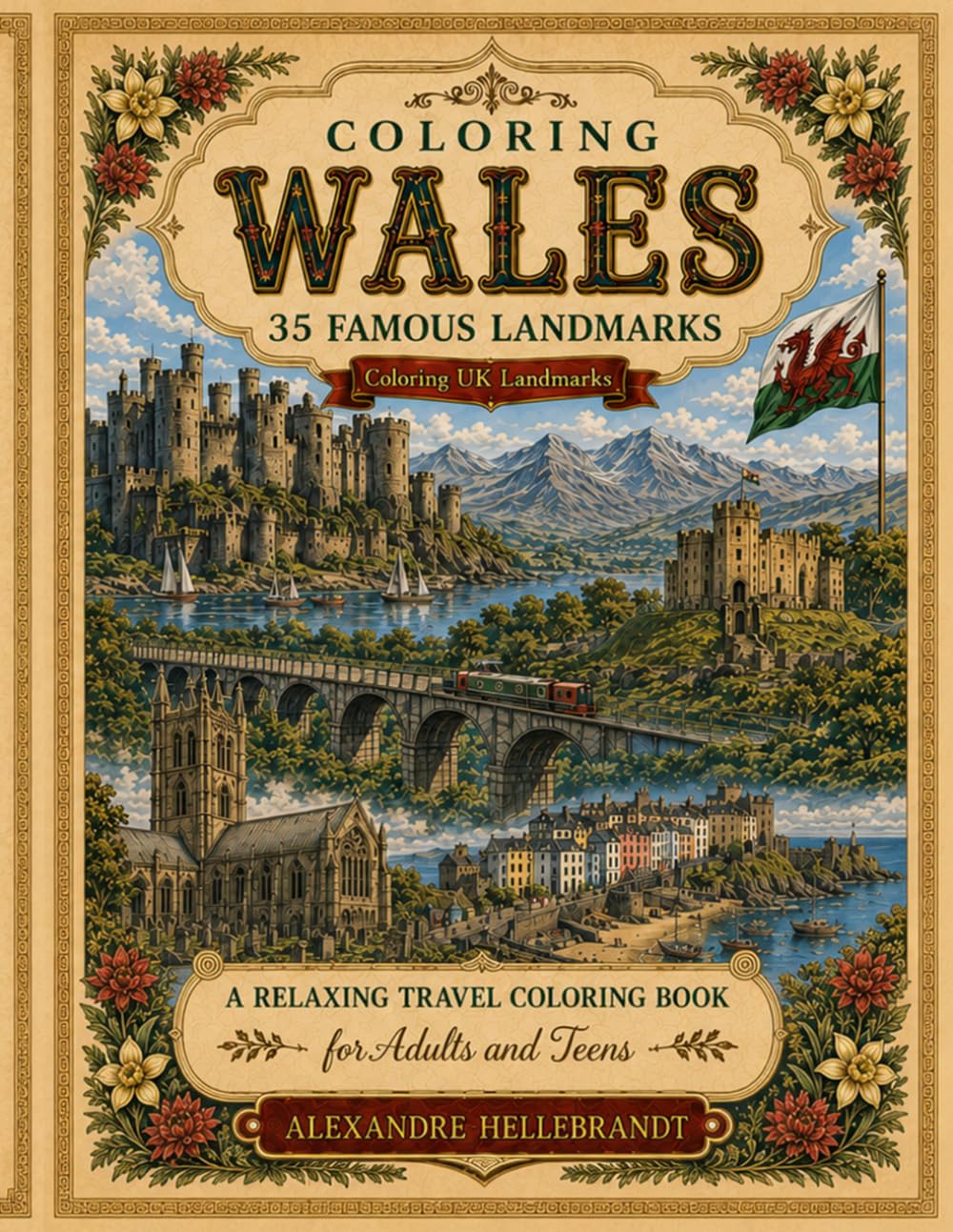 Coloring Wales: 35 Famous Landmarks (Coloring UK Landmarks)